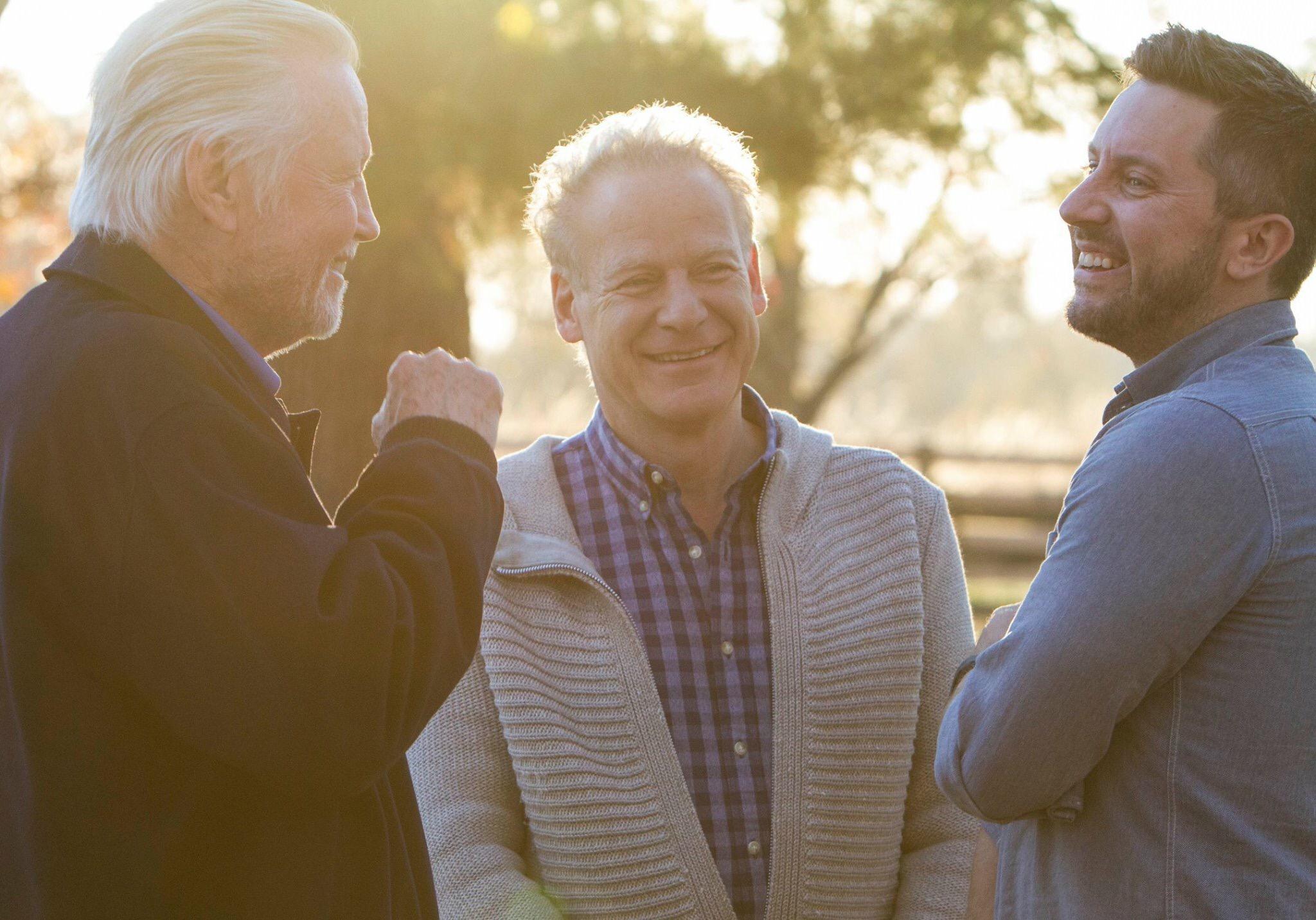 Jon Voight on the set of "Surviving The Wild" with producer Steven Paul and Writer Mark Hefti