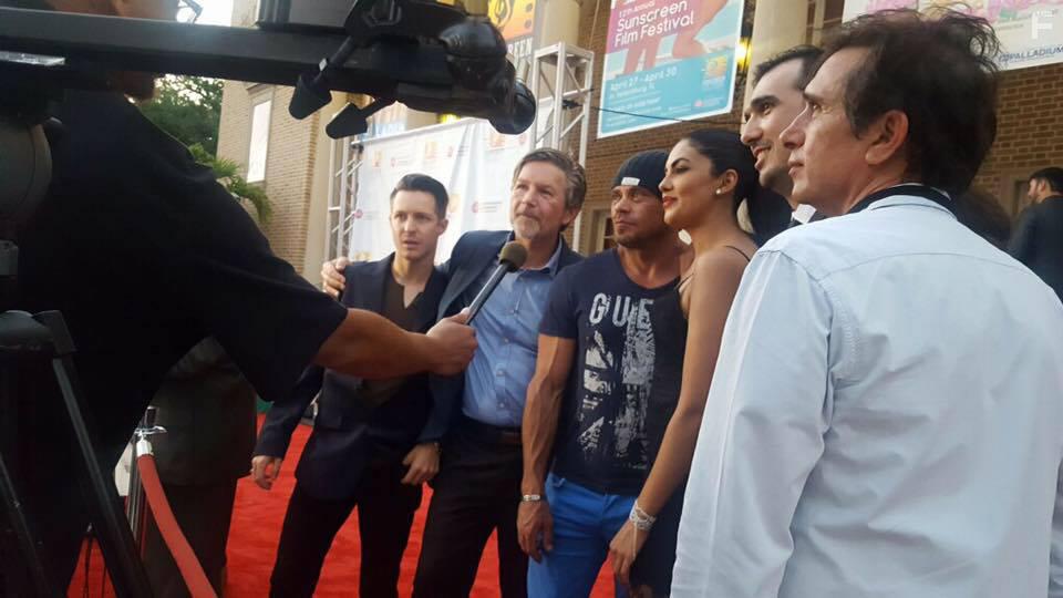 Edwin Gagiano w/ Sean Cameron Michael, Brandon Auret, Suraya Santos, Christopher-Lee dos Santos and Diony Kempen at the Florida Premier of Last Broken Darkness.