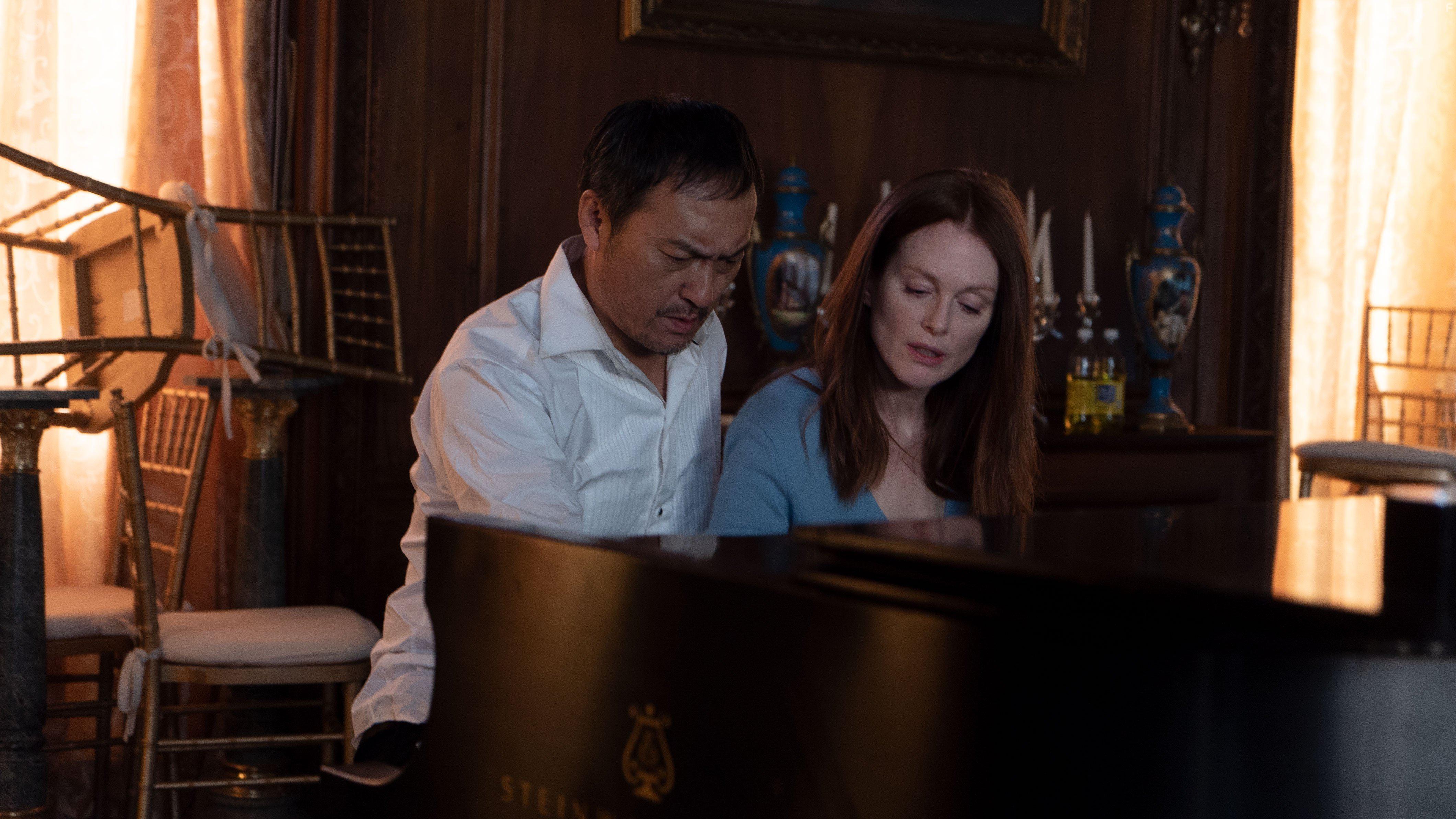 Julianne Moore and Ken Watanabe in Bel Canto (2018)