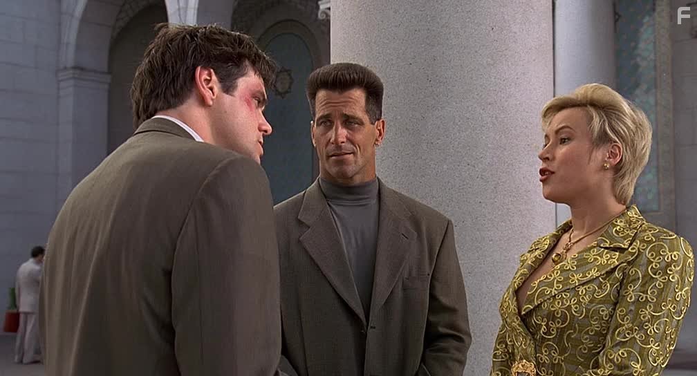 Jim Carrey, Jennifer Tilly, and Christopher Mayer in Лжец, лжец (1997)