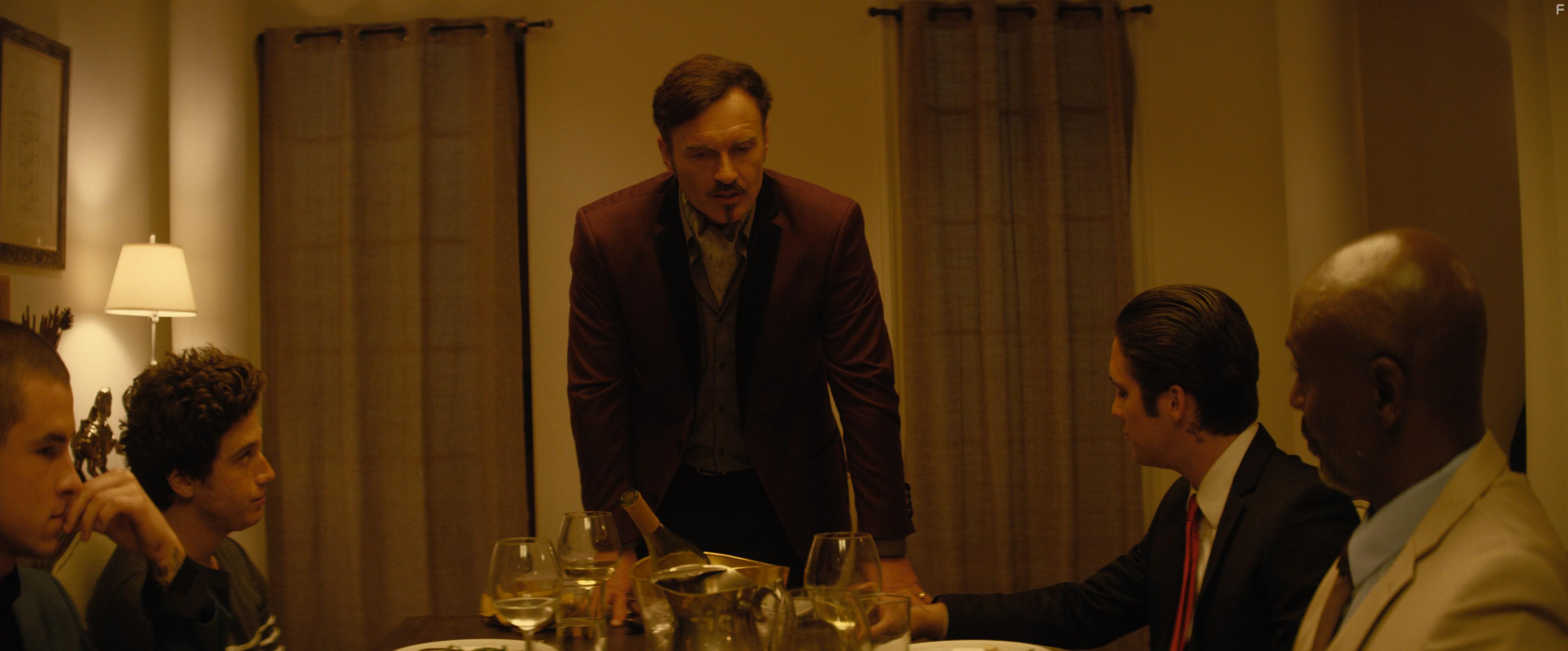 Julian McMahon, Lance Reddick, Diego Boneta, Chester Rushing, and Kian Lawley in Monster Party (2018)