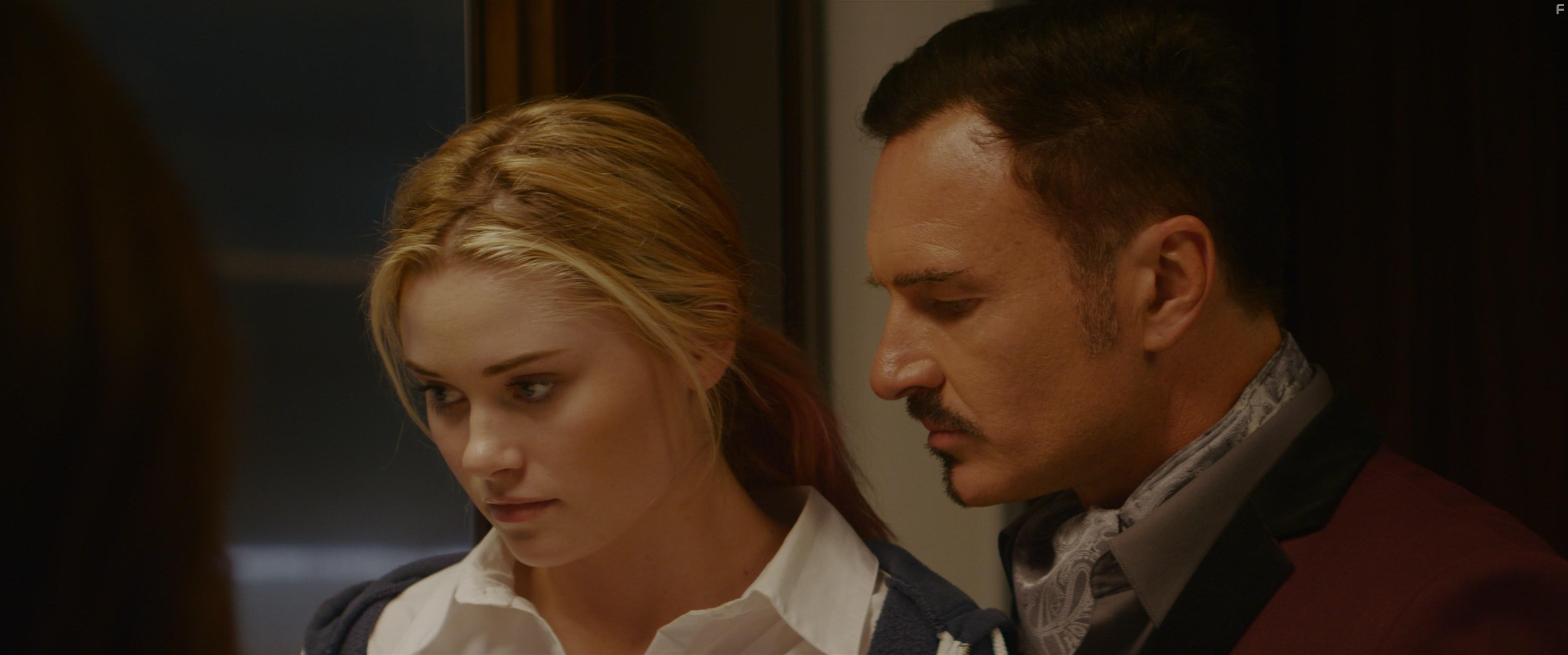 Julian McMahon and Virginia Gardner in Monster Party (2018)
