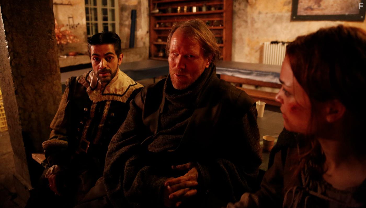 Greg Orvis, Paulo dos Santos and Isabelle Caillat relaxing on location for Anomalia (2016) in Fribourg, Switzerland at the Monastery Chartreuse De La Part Dieu