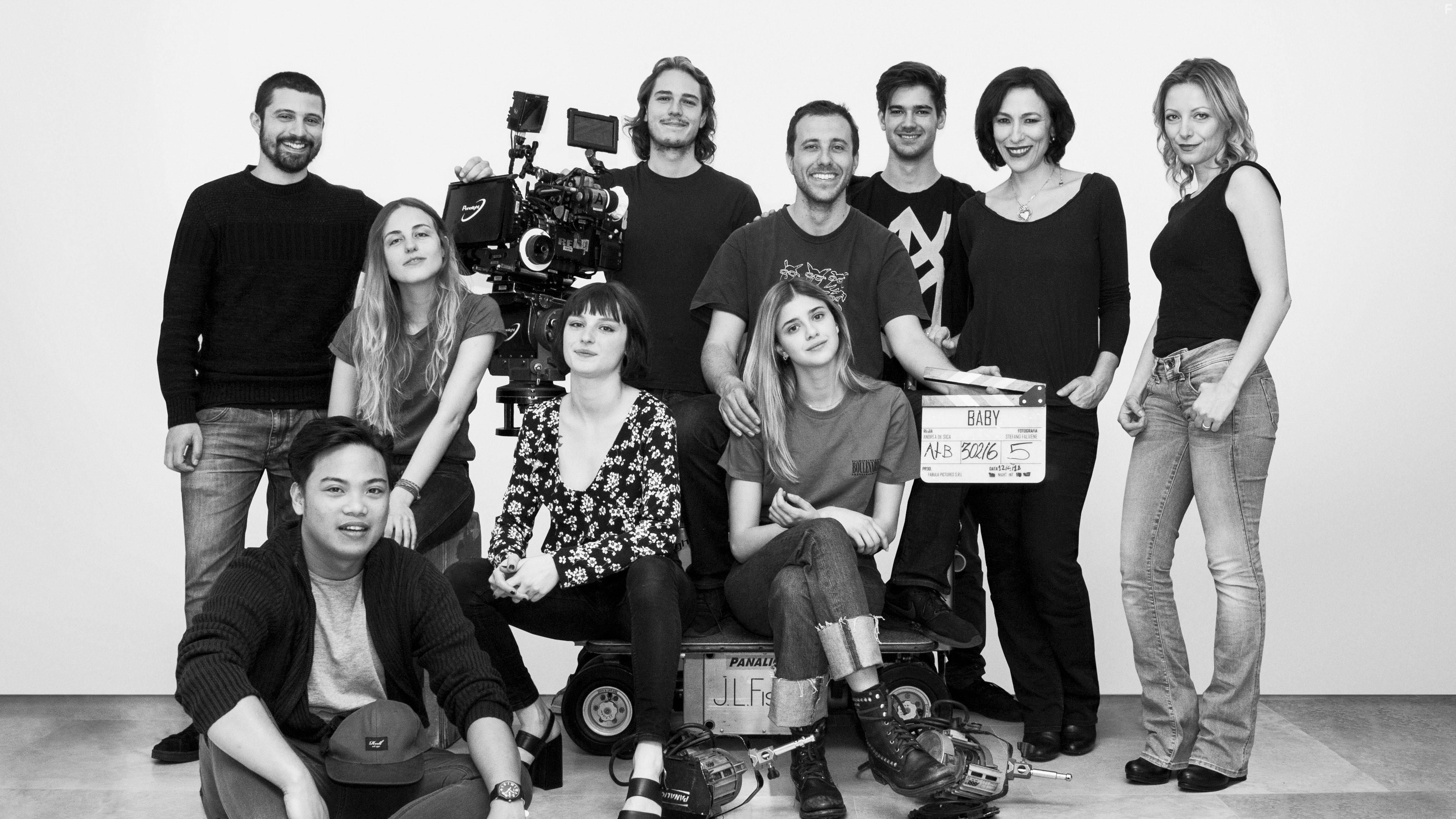 Anna Negri, Re Salvador, Andrea De Sica, Isabella Aguilar, Benedetta Porcaroli, Alice Pagani, and Marco Raspanti in Baby (2018)