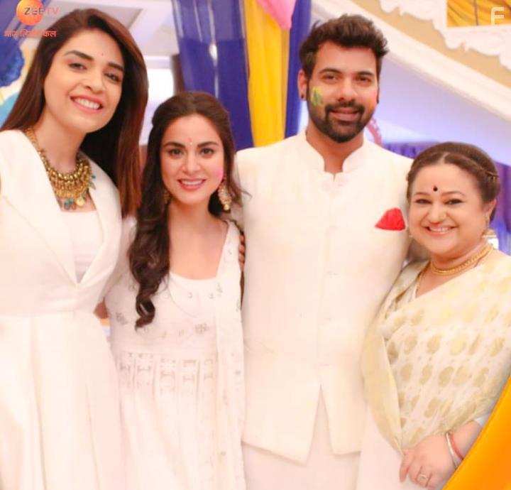 Shabbir Ahluwalia, Supriya Shukla, Shraddha Arya, and Anjum Fakih in Kumkum Bhagya (2014)