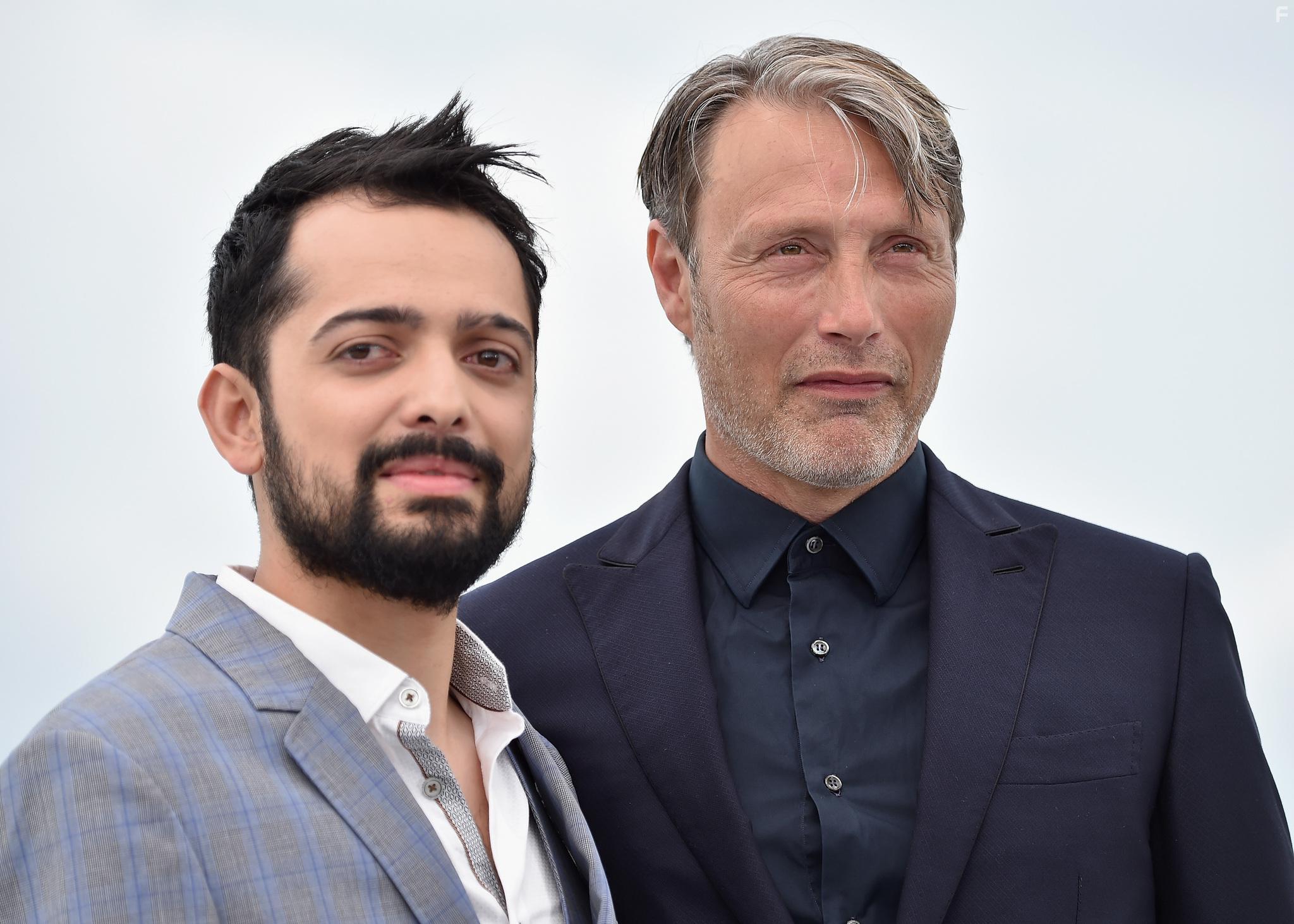 Mads Mikkelsen and Joe Penna at an event for Arctic (2018)