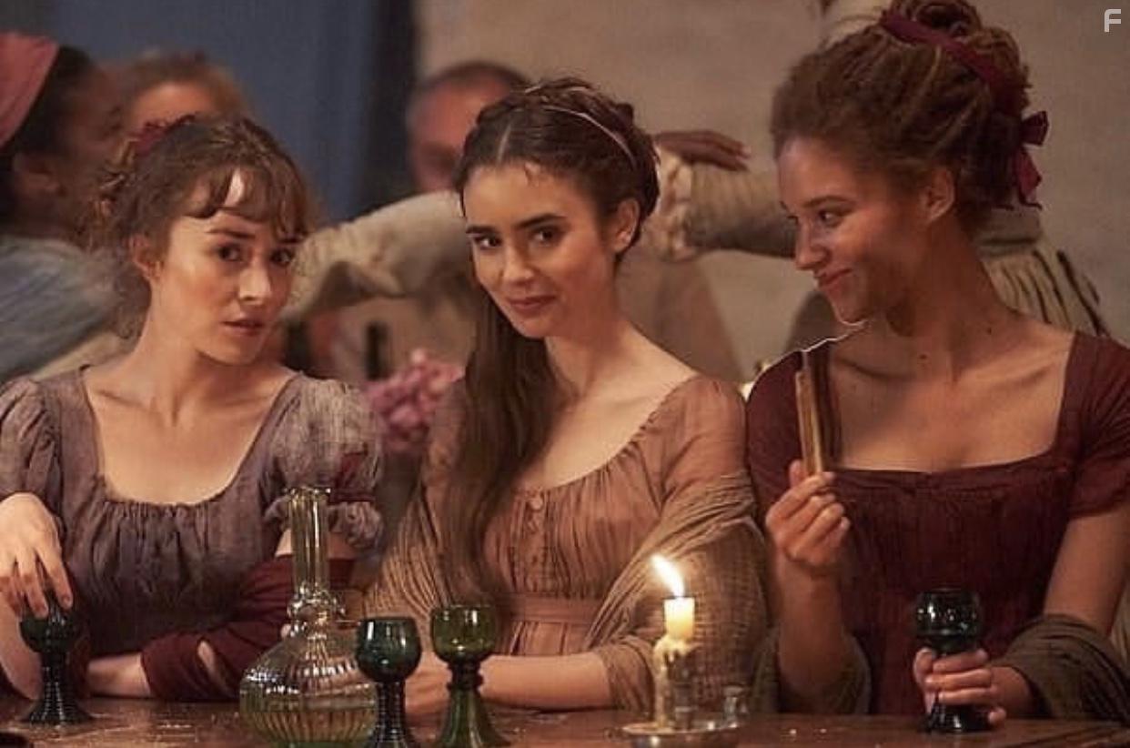 Lily Collins, Ayoola Smart, and Erin Doherty in Les Misrables (2018)