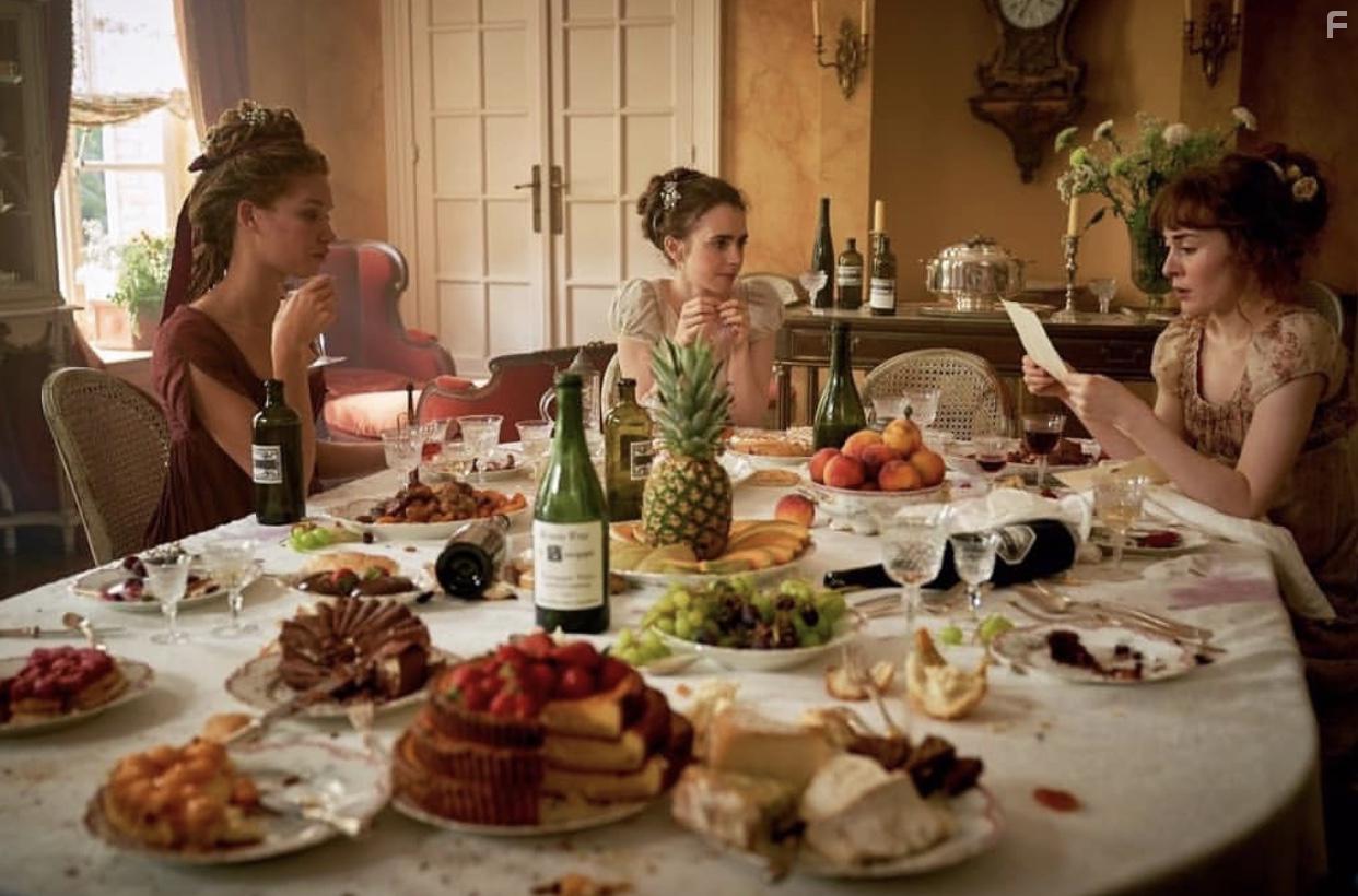 Lily Collins, Ayoola Smart, and Erin Doherty in Les Misrables (2018)