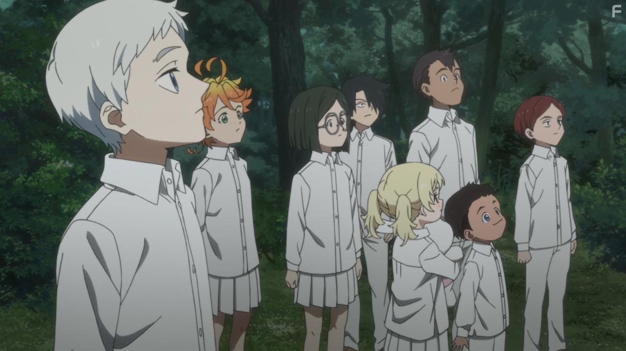 Shinei Ueki, Mariya Ise, Sumire Morohoshi, Maaya Uchida, Lynn, Ari Ozawa, Shizuka Ishigami, and Hiyori Kono in Yakusoku no Neverland (2019)