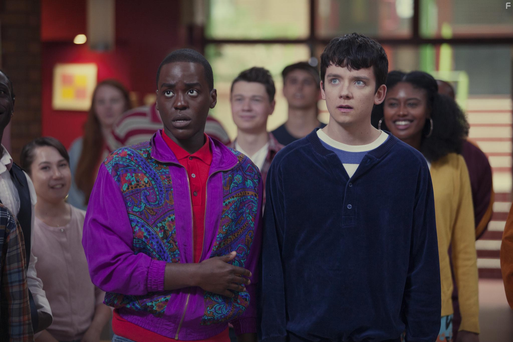 Asa Butterfield and Ncuti Gatwa in Sex Education (2019)