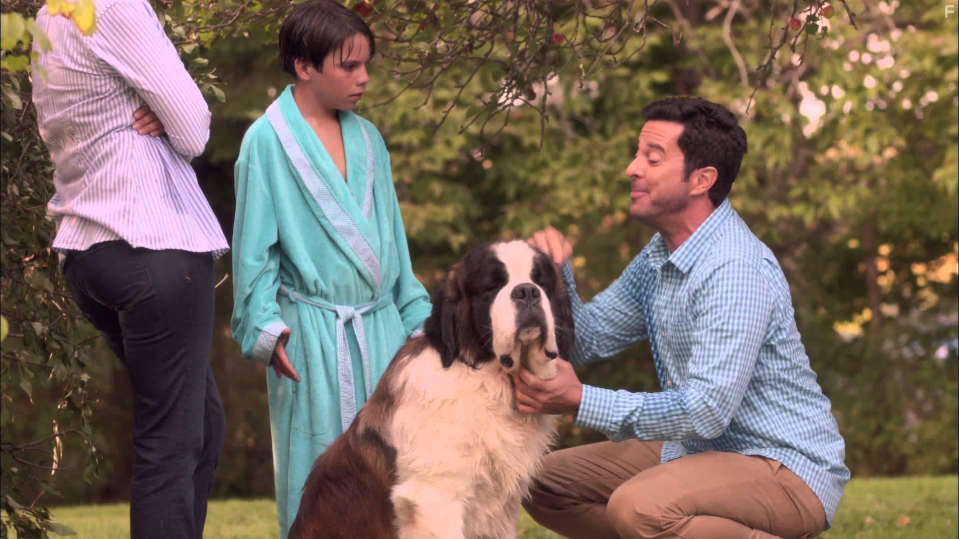 Jonathan Silverman, Bretton Manley, and Cujo in Beethoven's Treasure (2014)