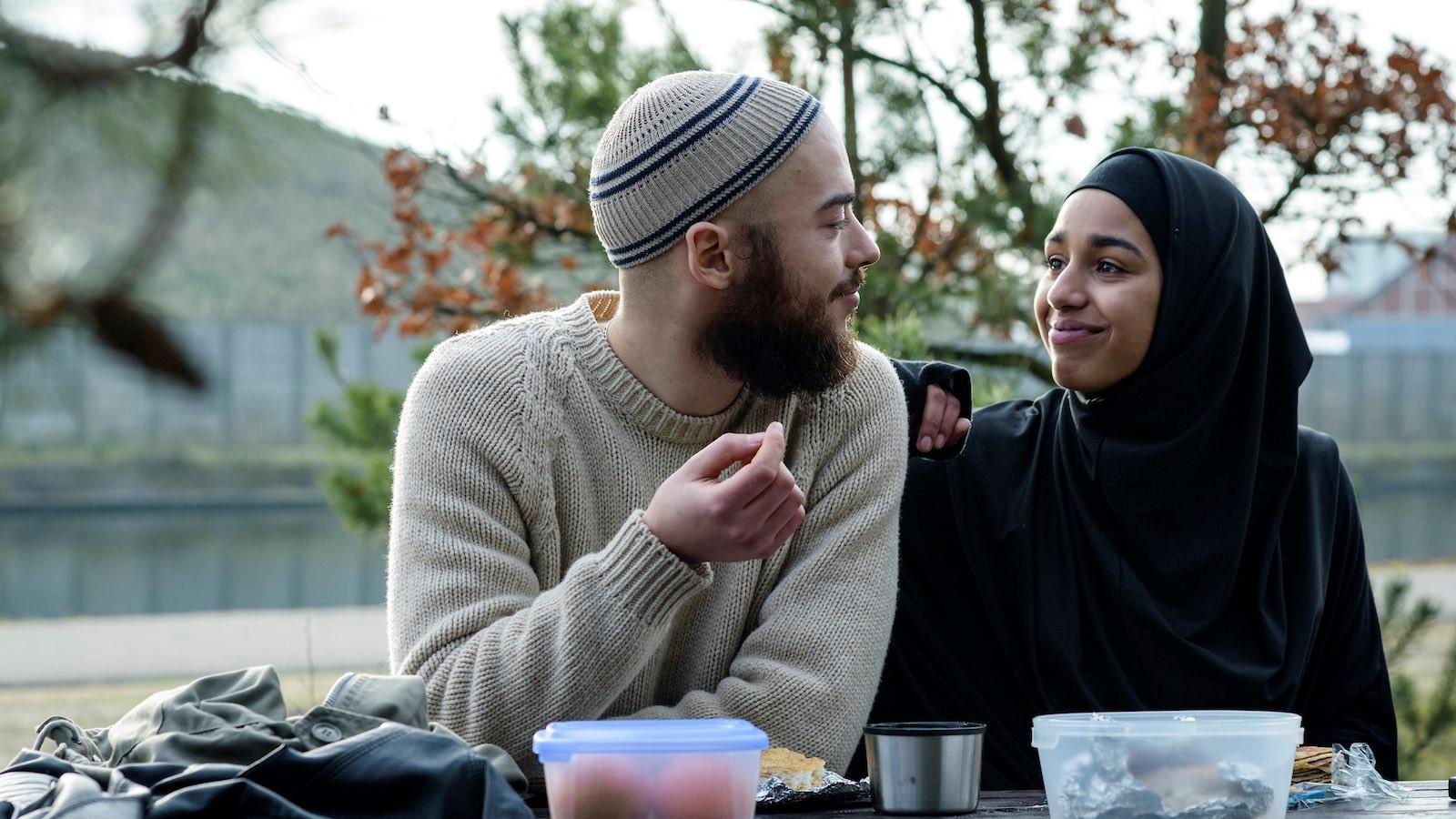 Ilias Addab and Nora El Koussour in Layla M. (2016)