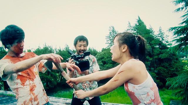 Kazuaki Nagaya, Takayuki Hamatsu, and Yuzuki Akiyama in Kamera o tomeru na! (2017)