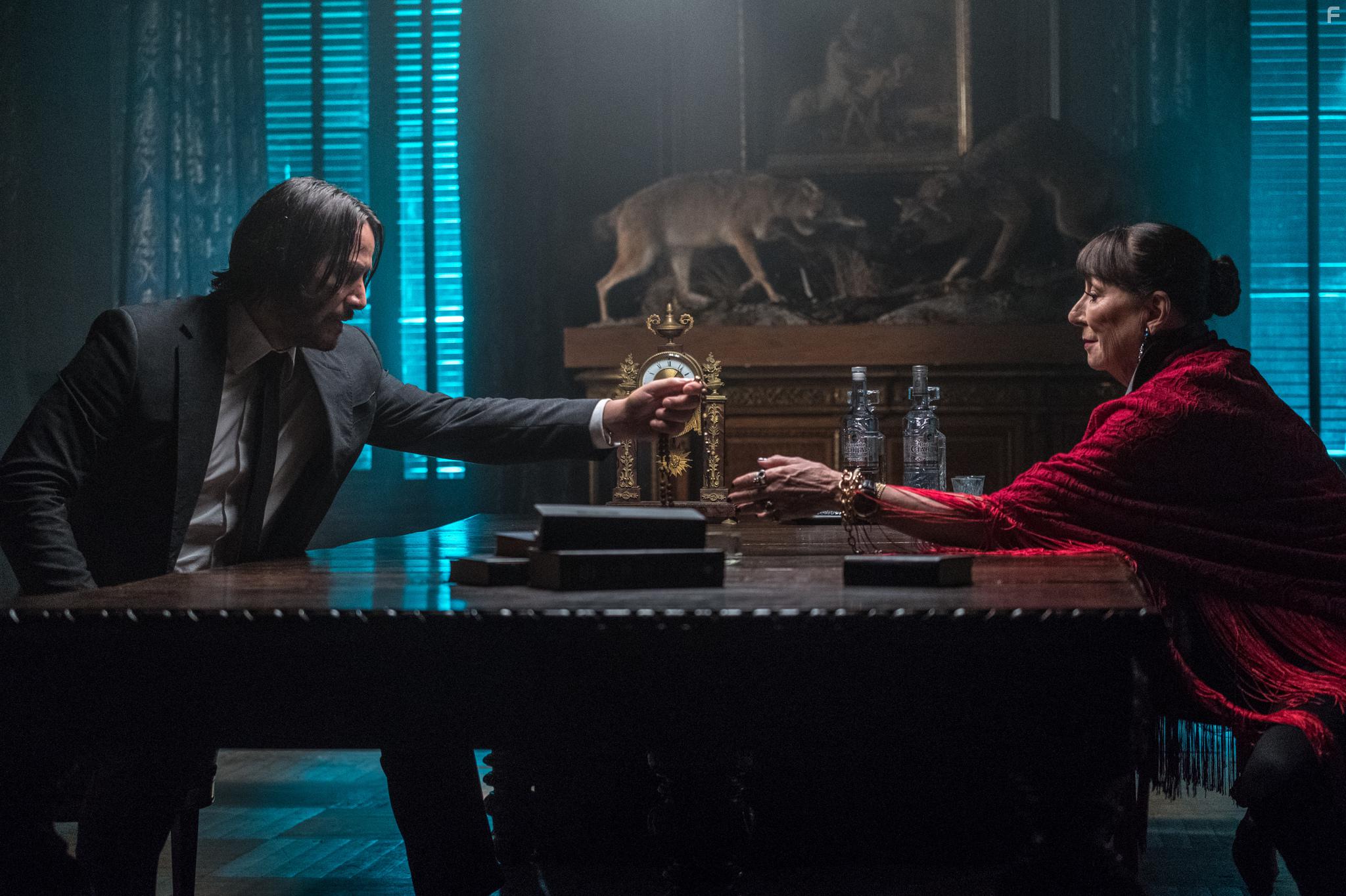 Keanu Reeves and Anjelica Huston in John Wick: Chapter 3 - Parabellum (2019)