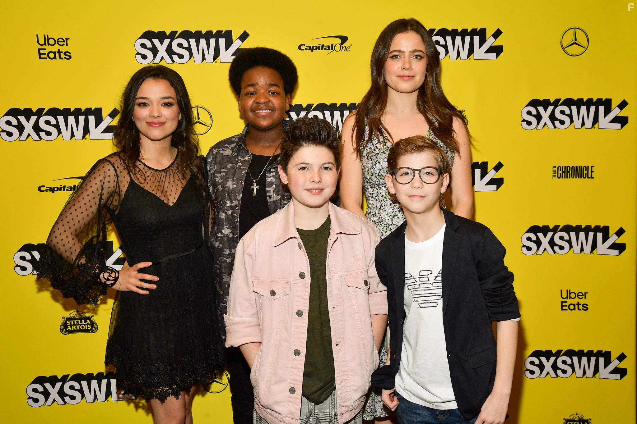 Molly Gordon, Brady Noon, Jacob Tremblay, Keith L. Williams, and Midori Francis at an event for Good Boys (2019)