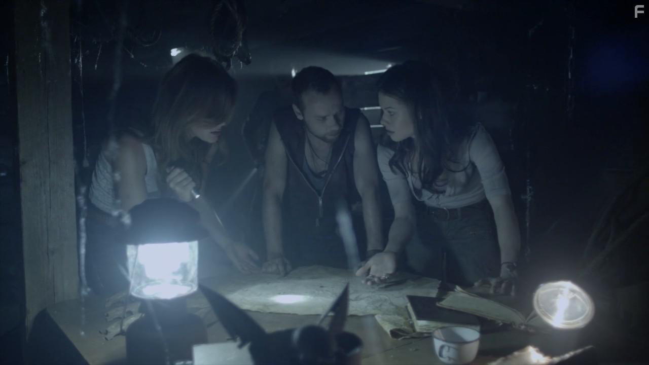 Brendan Fletcher, Stephanie Bennett, and Melissa Roxburgh in Leprechaun: Origins (2014)