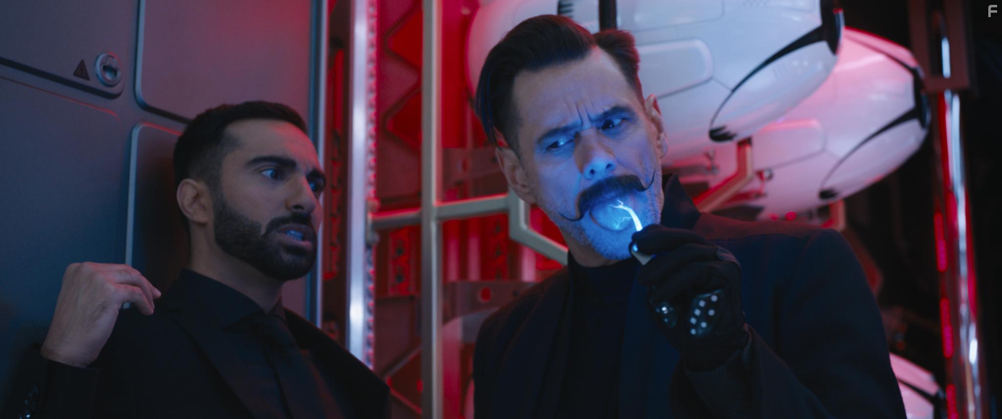 Jim Carrey and Lee Majdoub in Sonic the Hedgehog (2020)