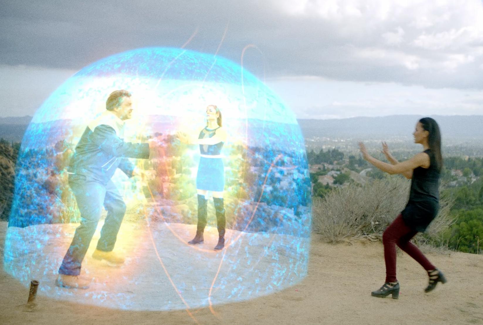 Jonathan Goldstein, Malea Rose, and Maya Stojan in Flashout (2019)