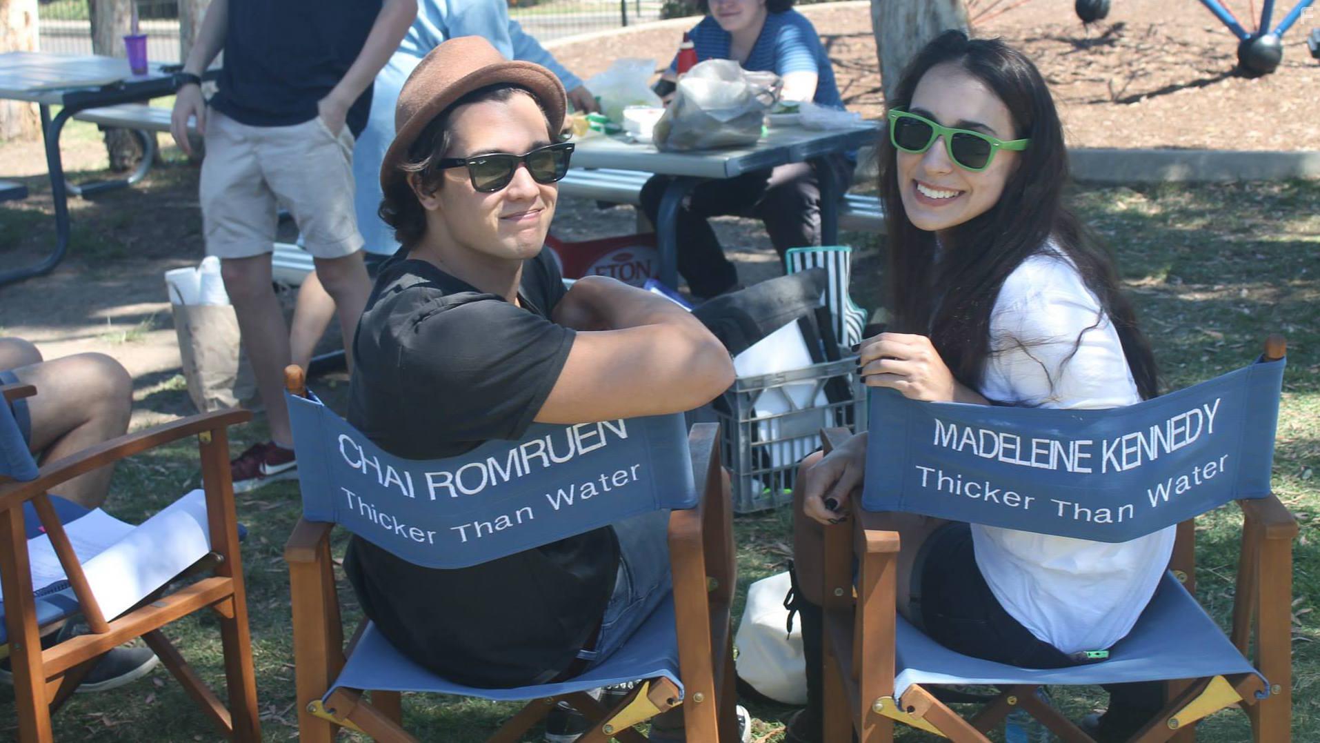 Chai Romruen (Ivan) and Madeleine Kennedy (Sam) on set of Thicker Than Water (2015)