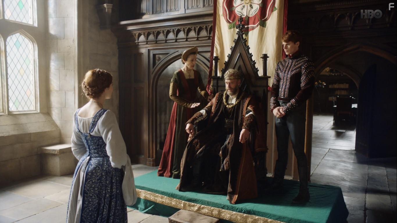 Harriet Walter, Elliot Cowan, Charlotte Hope, and Ruairi O'Connor in The Spanish Princess (2019)