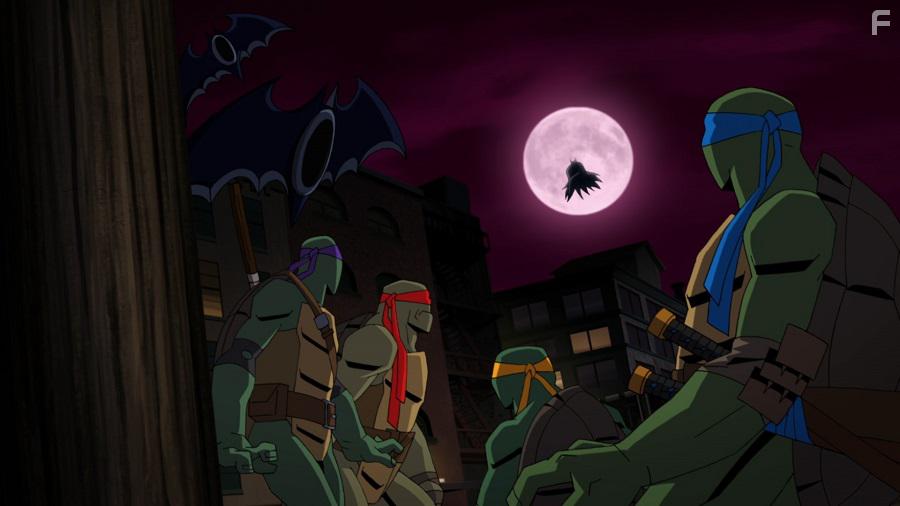 Eric Bauza, Troy Baker, Darren Criss, Baron Vaughn, and Kyle Mooney in Batman vs. Teenage Mutant Ninja Turtles (2019)