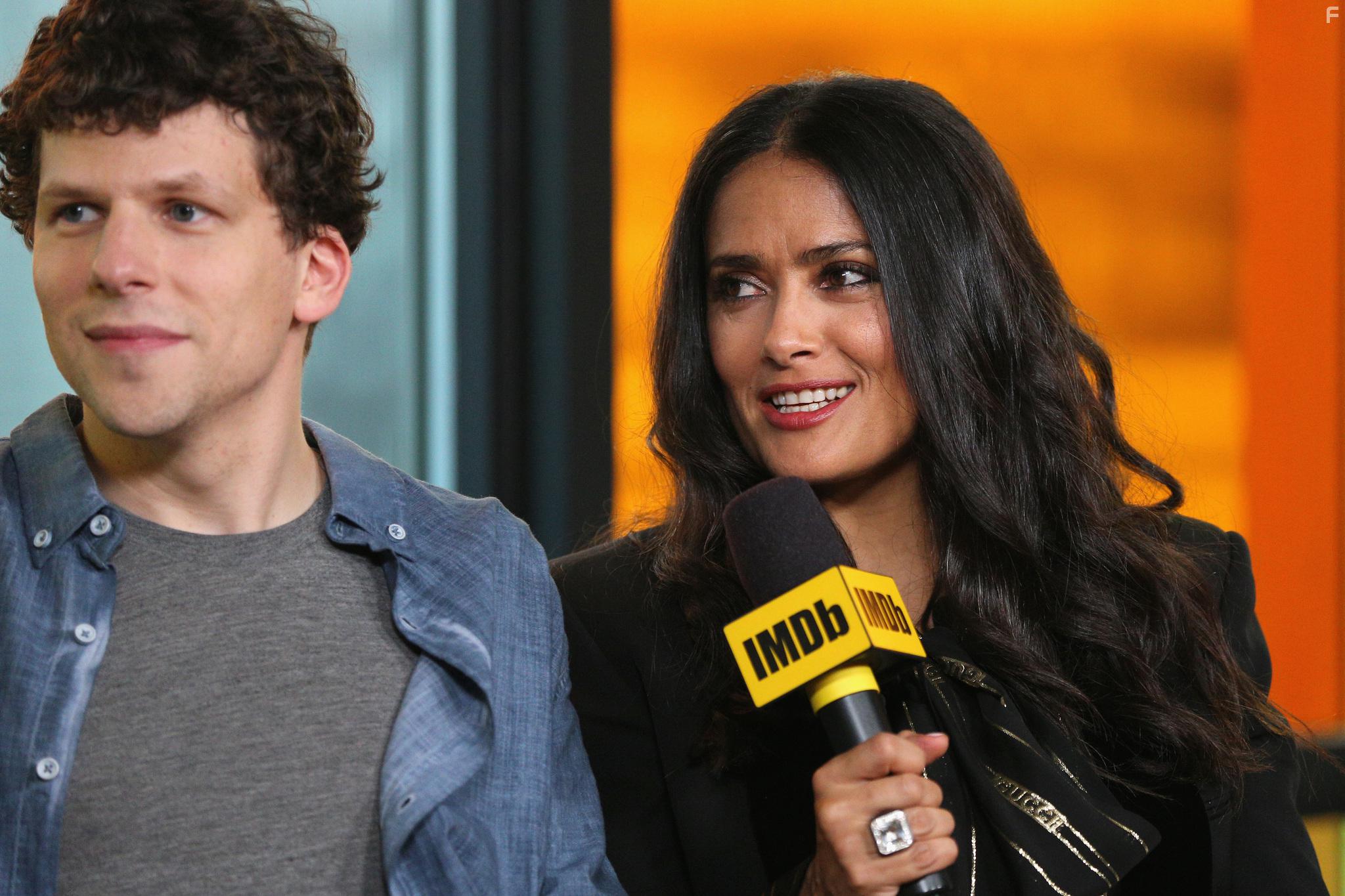 Salma Hayek and Jesse Eisenberg at an event for The Hummingbird Project (2018)