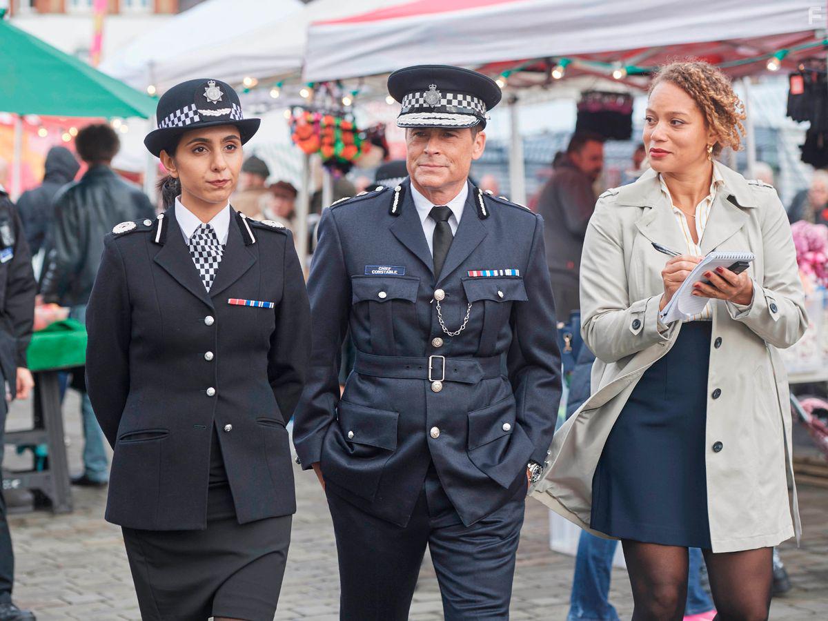 Rob Lowe and Anjli Mohindra in Wild Bill (2019)