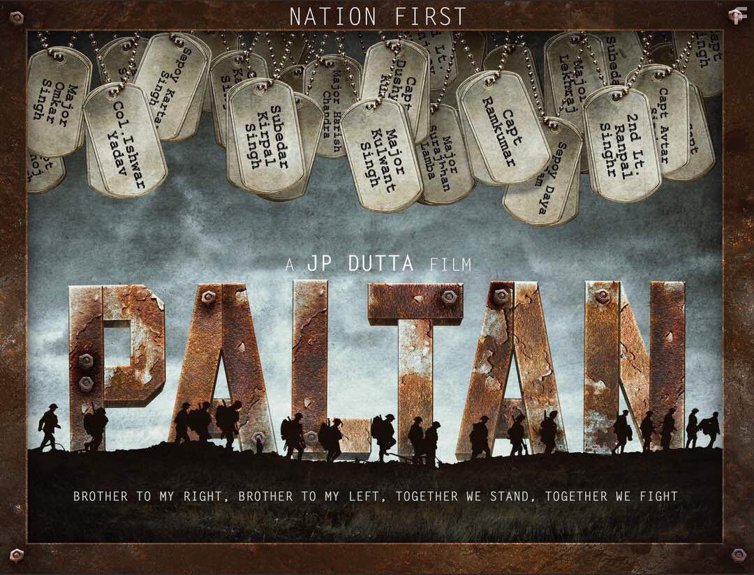 Jackie Shroff, Arjun Rampal, and Abdul Quadir Amin in Paltan (2018)