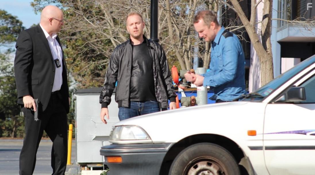 Colourblind/Nathan Hill Productions/Writer, Director, Jaffy (Lead) - Nathan Hill. Pictured L-R; Tom Liddy 'Detective John Patrick', Nathan Hill 'Jaffy' and Nicholas Wightman 'Mr X'.