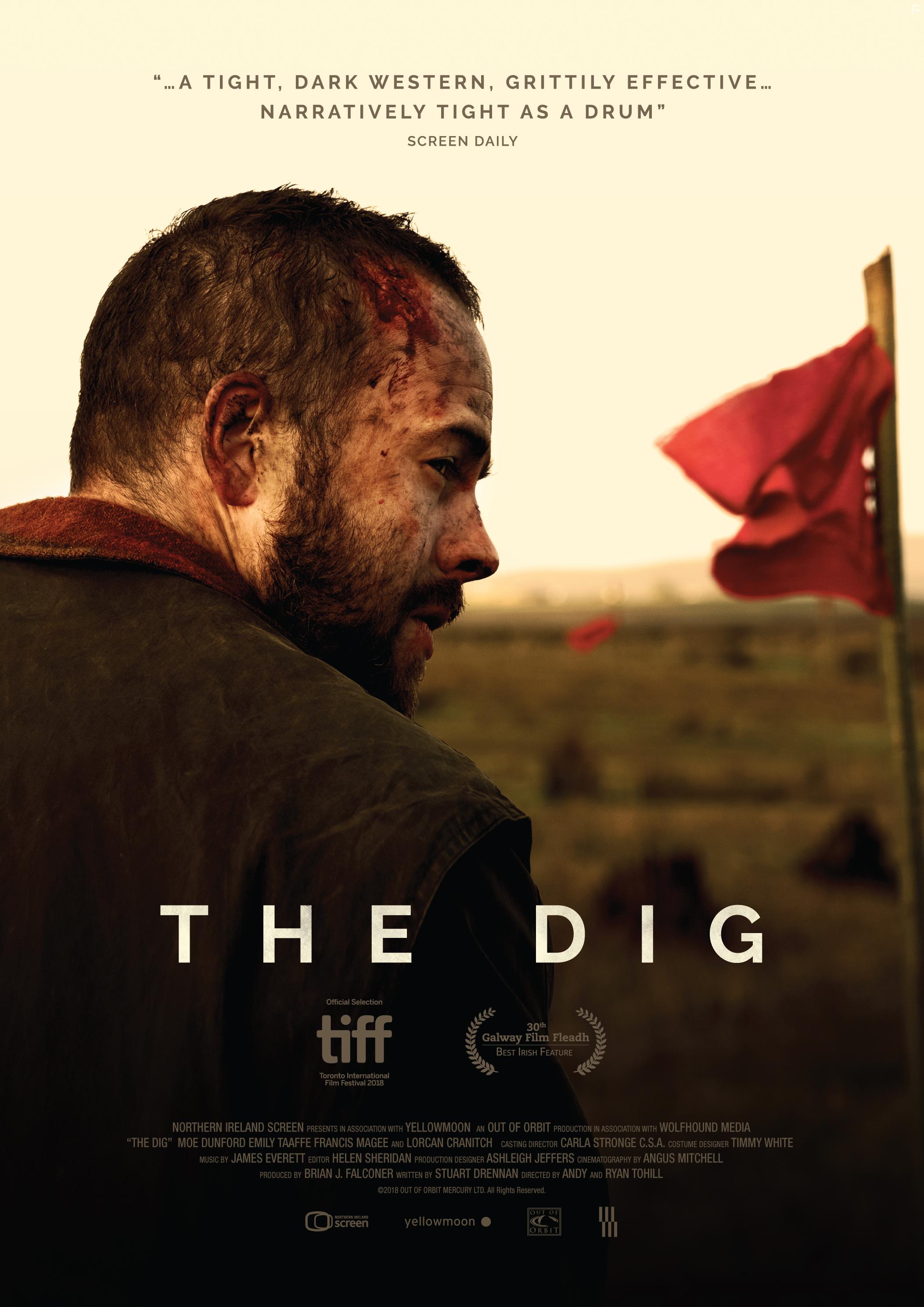 Lorcan Cranitch, Francis Magee, Emily Taaffe, Brian J. Falconer, Moe Dunford, Andy Tohill, and Ryan Tohill in The Dig (2018)