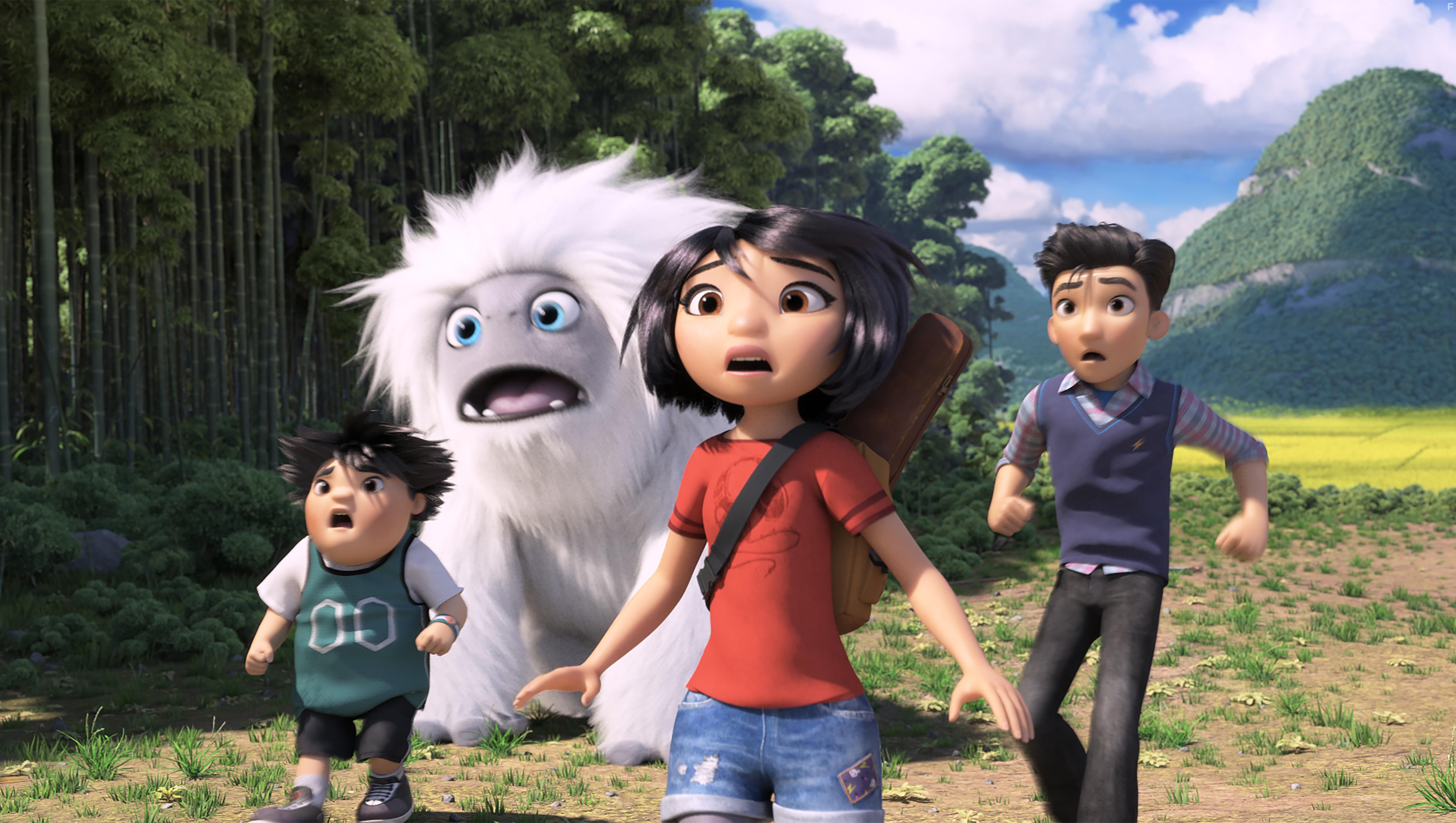 Chloe Bennet, Albert Tsai, and Tenzing Norgay Trainor in Abominable (2019)