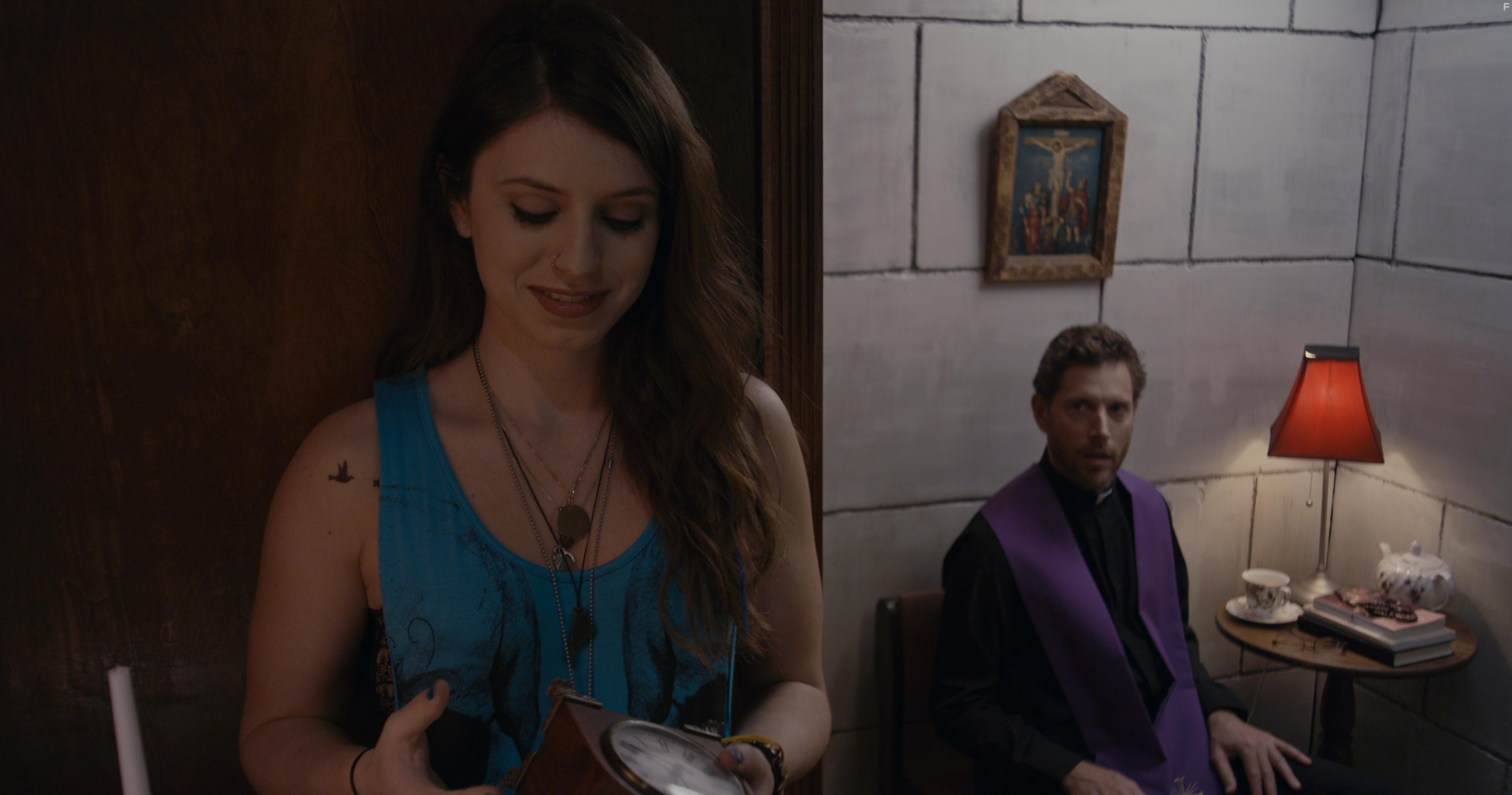 Clayton Nemrow and Jessica Lynn Parsons in Surviving Confession (2019)