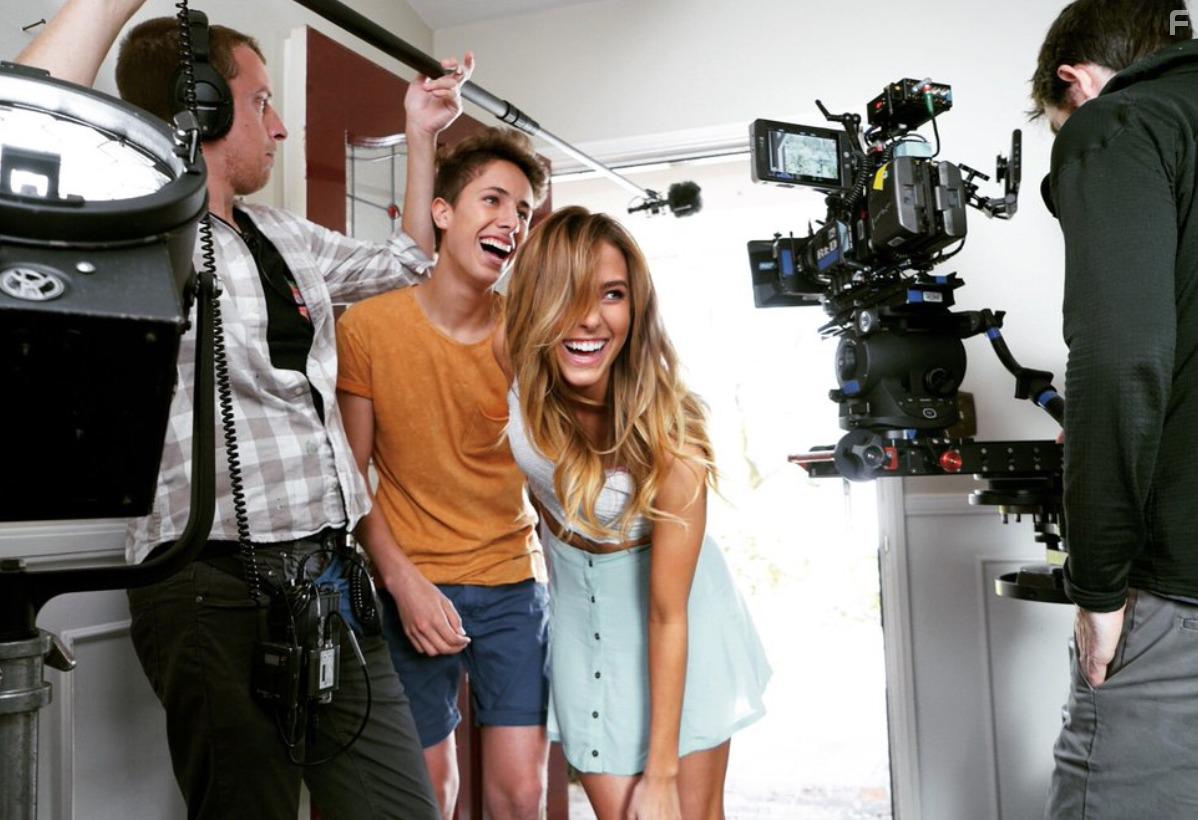 Lorynn York behind the scenes of "Airplane Mode"