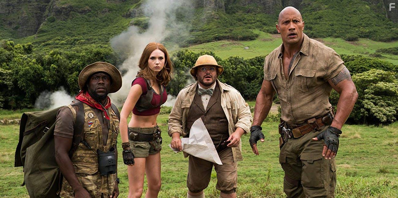 Jack Black, Kevin Hart, Dwayne Johnson, and Karen Gillan in Jumanji: The Next Level (2019)