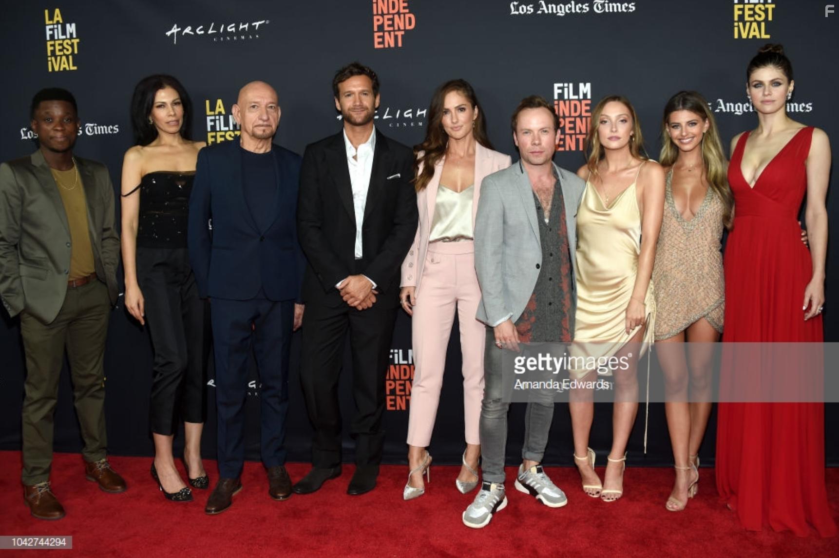 Ben Kingsley, Brendan Fletcher, Mpho Koaho, Daniela Lavender, Sara Thompson, Alexandra Daddario, Minka Kelly, David Raymond, and Eliana Jones in Nomis (2018)