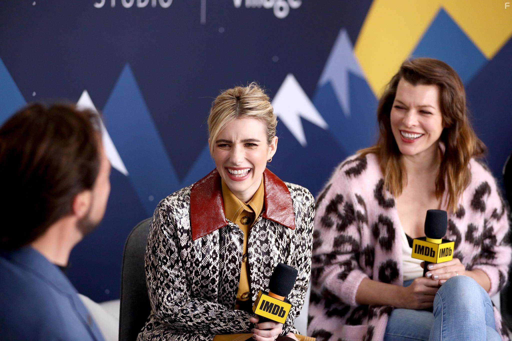 Milla Jovovich and Emma Roberts in The IMDb Studio at Sundance (2015)