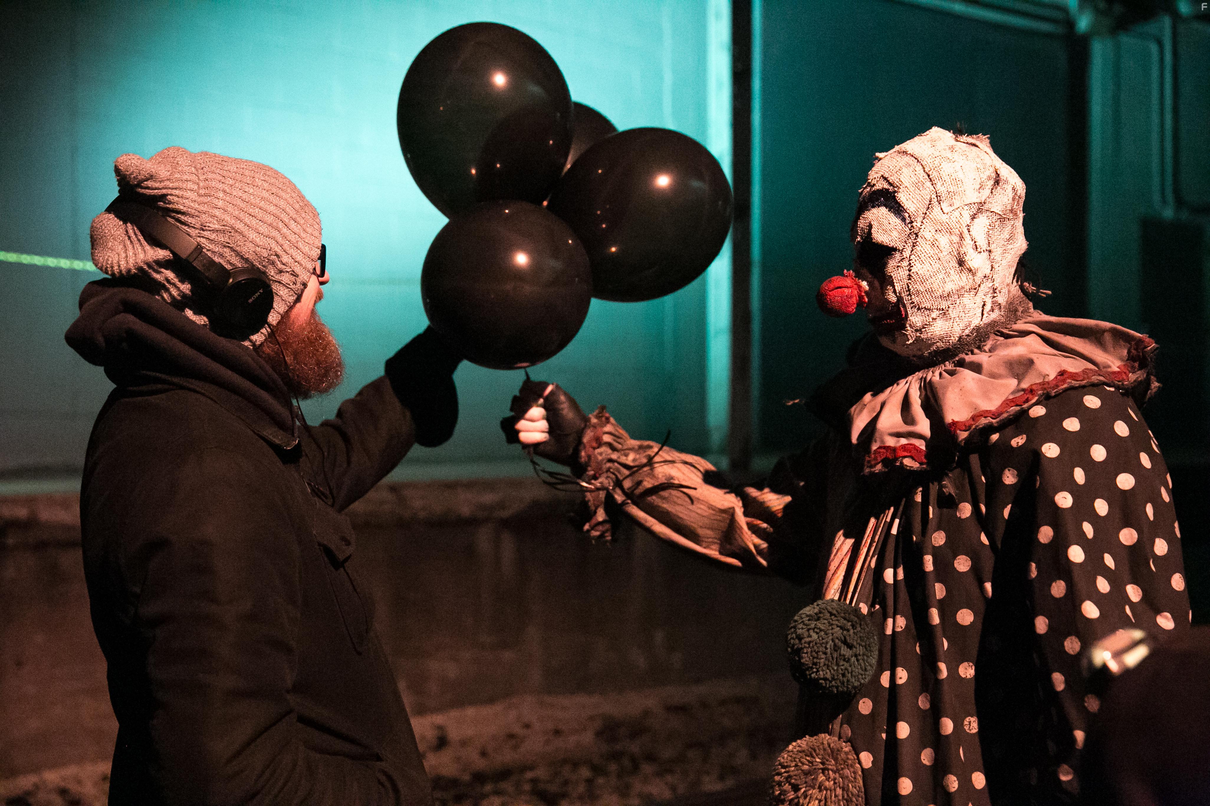 Adam Krause and Eric R. Heuvelman on the set of Gags.