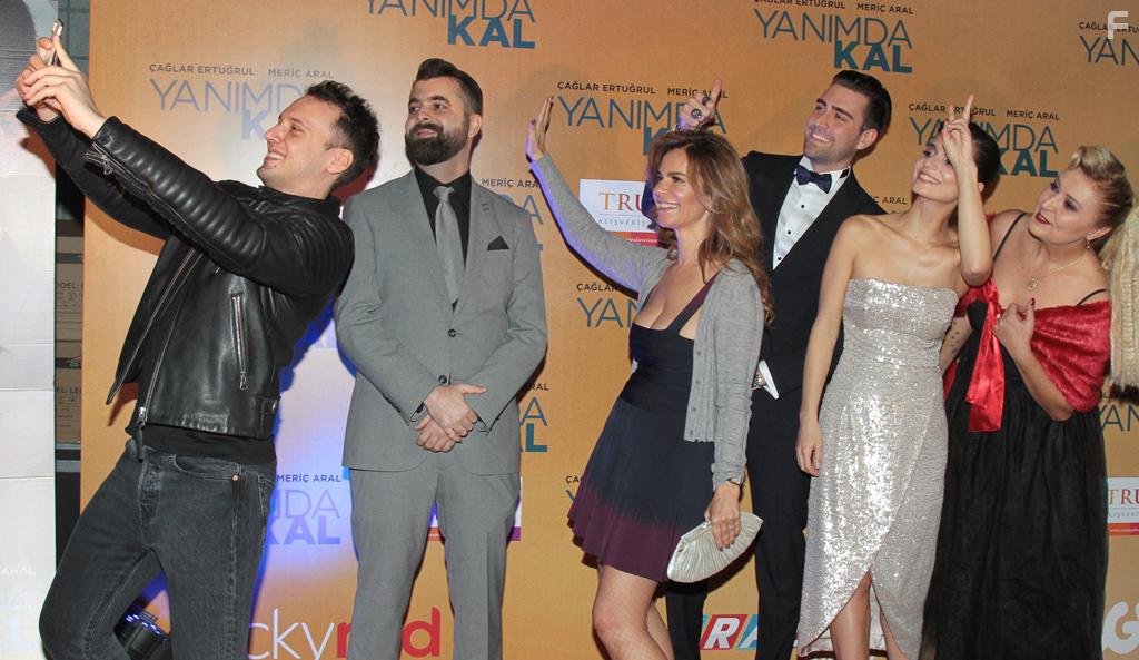 Tuna Arman, Caglar Ertugrul, Meric Aral, and Edis at an event for Yanimda Kal (2018)