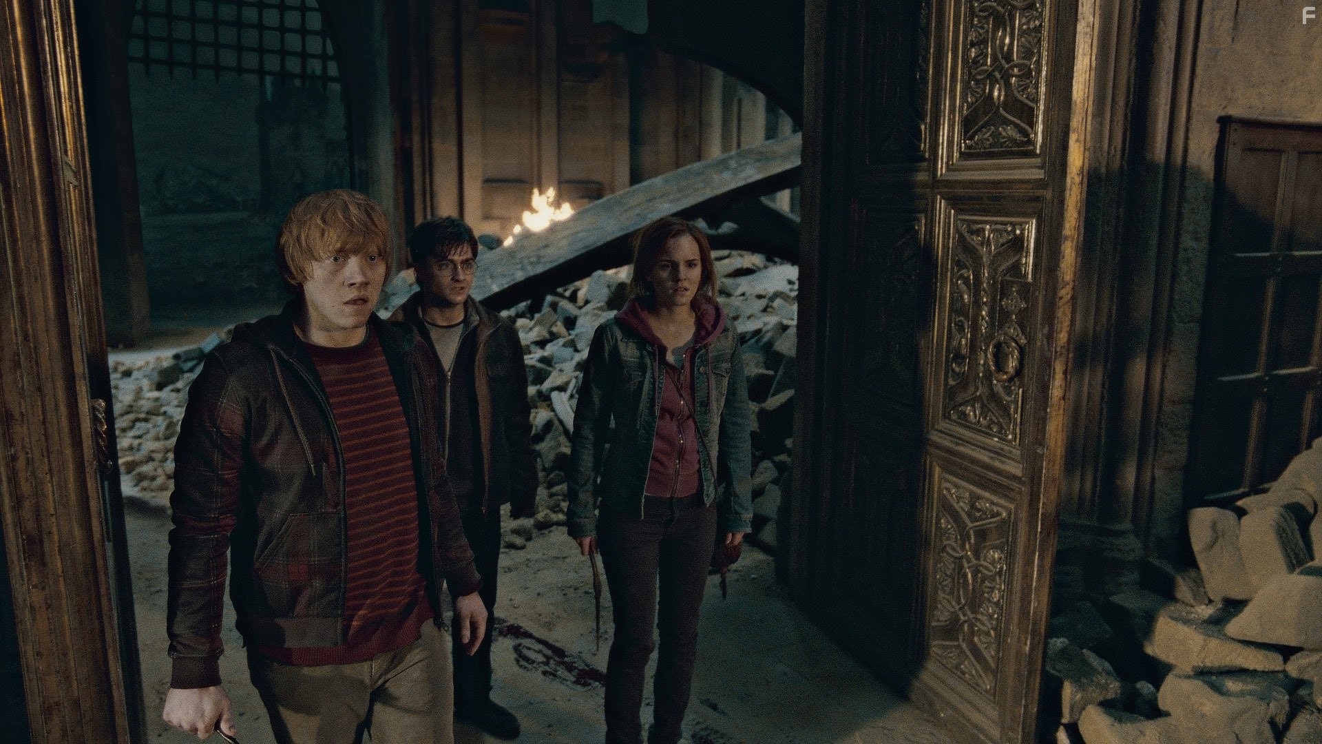 Rupert Grint, Daniel Radcliffe, and Emma Watson in Гарри Поттер и Дары смерти: Часть II (2011)
