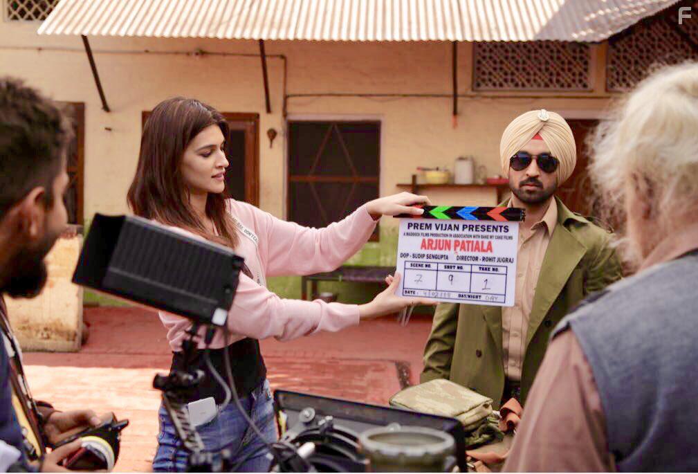 Diljit Dosanjh and Kriti Sanon in Arjun Patiala (2019)
