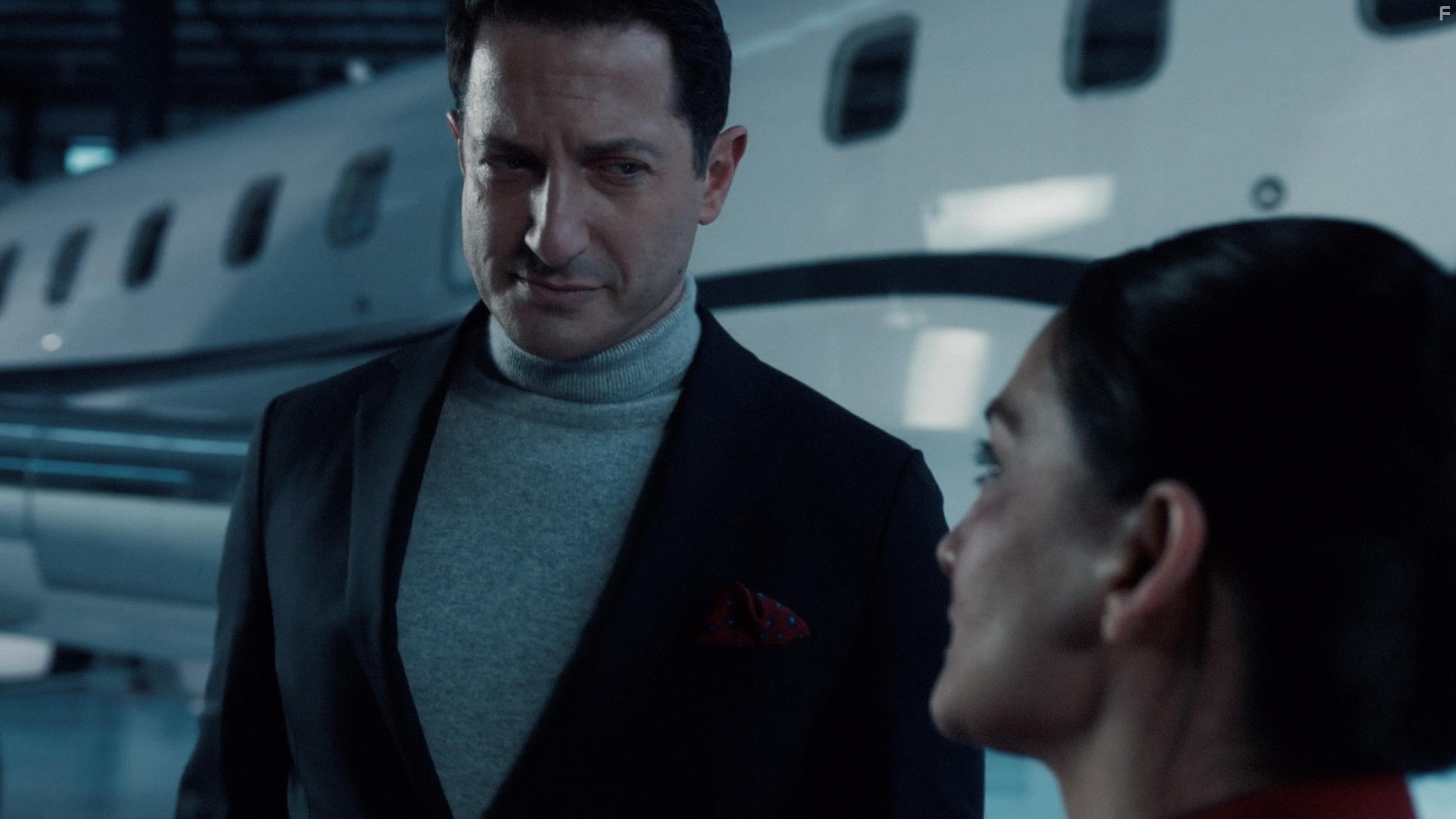 Archie Panjabi and Sasha Roiz in Departure (2019)