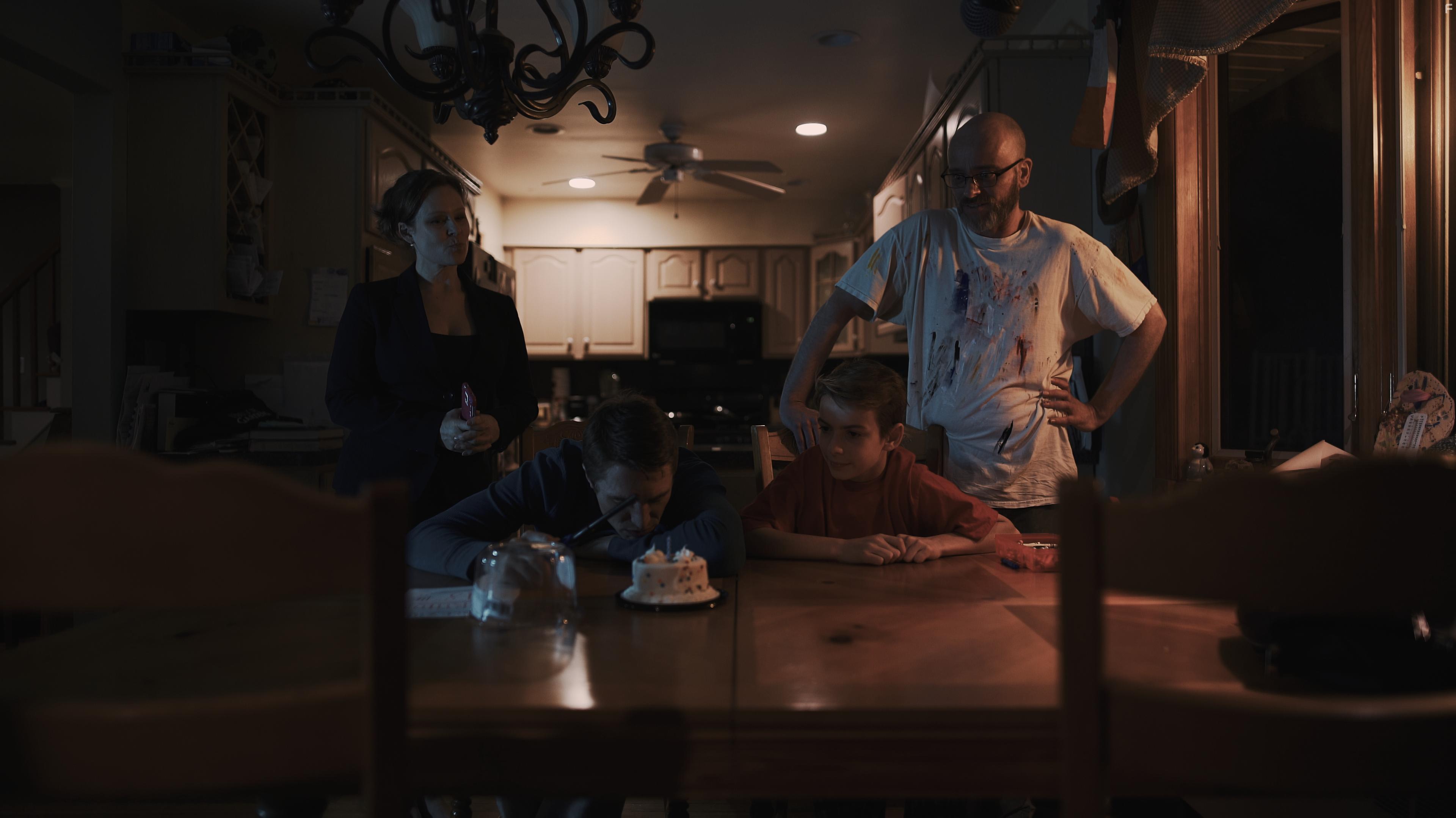 Leah Gallimore, Derek Long, Robert Davies, and John Madsen in Not Alone (2019)