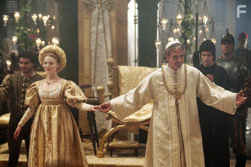 Jeremy Irons, Holliday Grainger, and Sebastian De Souza in The Borgias (2011)