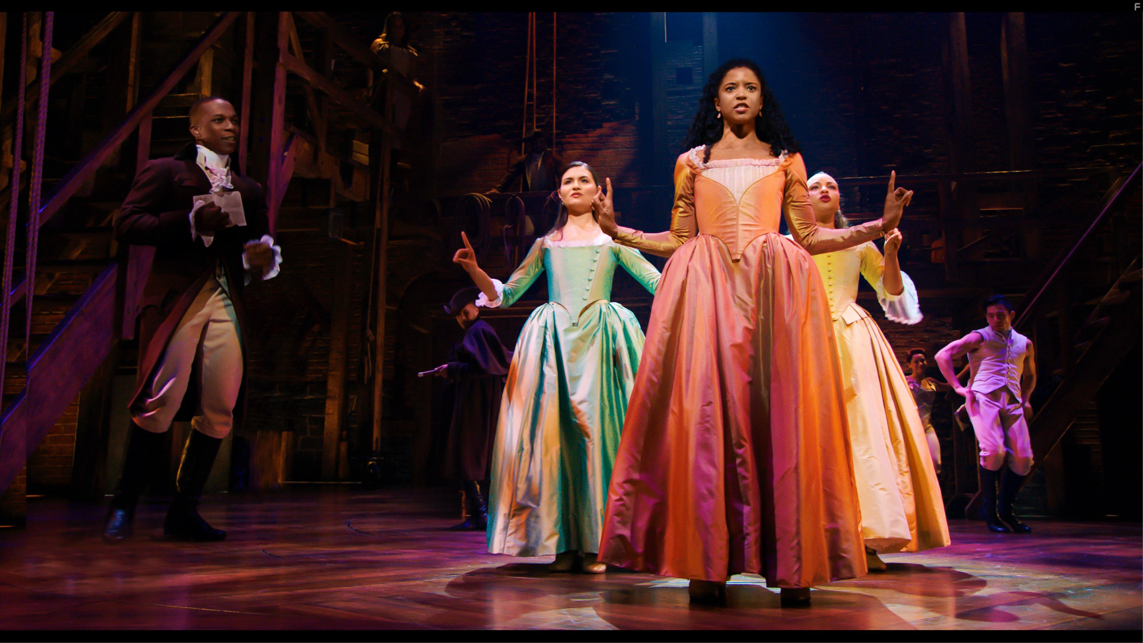 Rene Elise Goldsberry, Leslie Odom Jr., Jasmine Cephas Jones, and Phillipa Soo in Hamilton (2020)