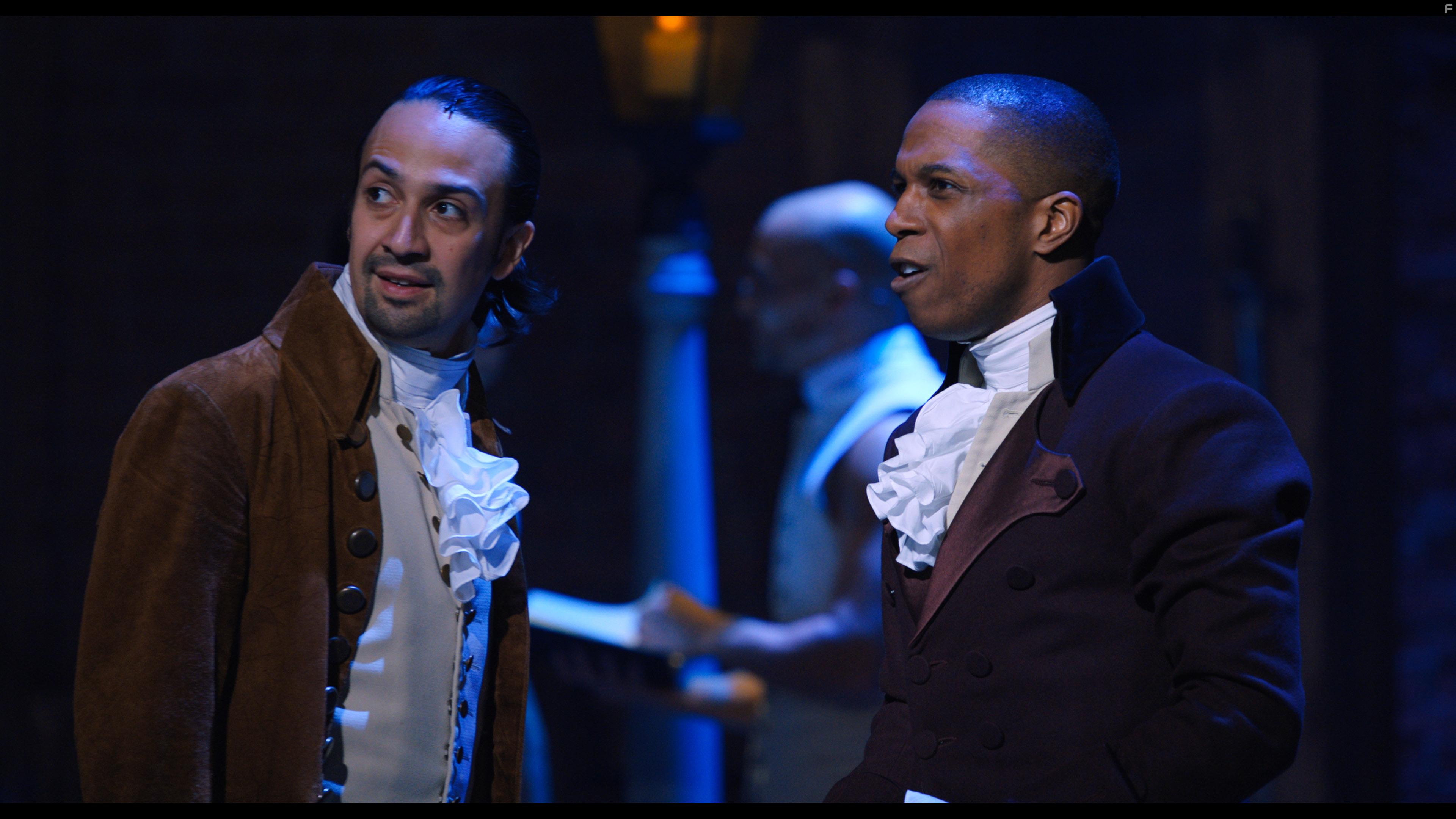 Lin-Manuel Miranda and Leslie Odom Jr. in Hamilton (2020)