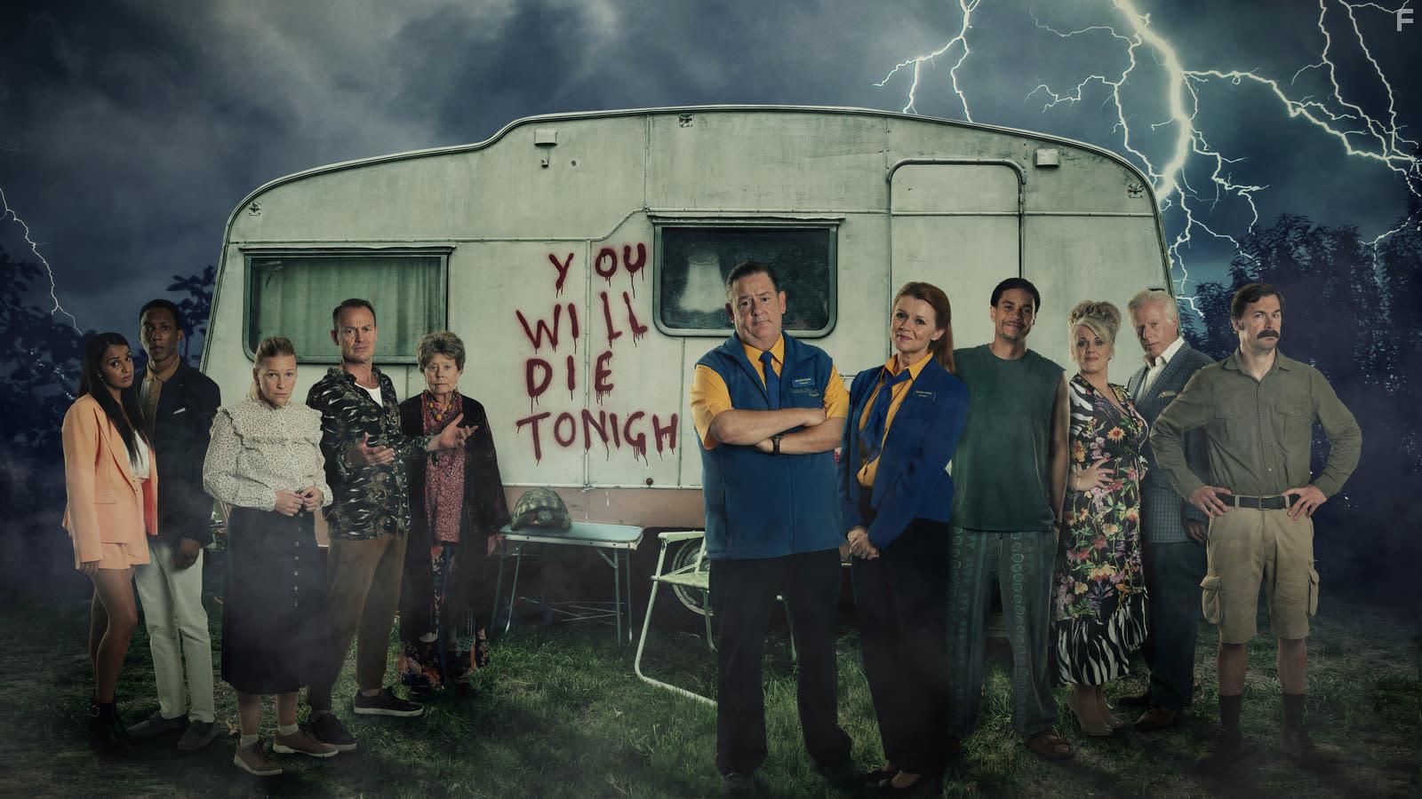 Annette Crosbie, Phil Davis, Jason Donovan, Joanna Page, Sheila Reid, Johnny Vegas, Sally Lindsay, Sian Gibson, Mike Wozniak, Jason Forbes, and Ambreen Razia in Dial M for Middlesbrough (2019)