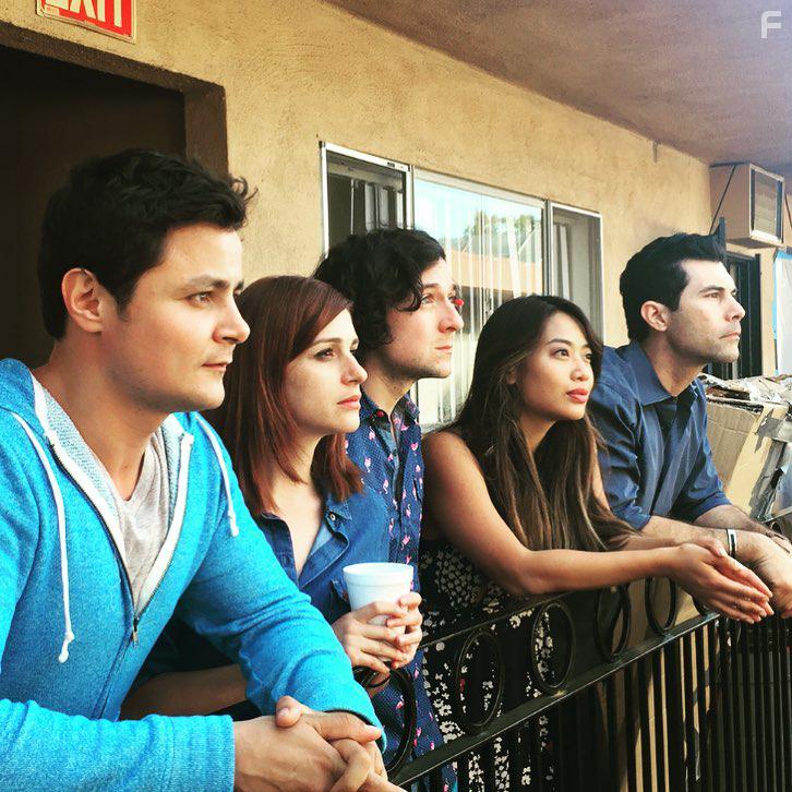 David DeSantos, Aya Cash, Nikki McKenzie, Josh Brener, and Arturo Castro in Brand New Old Love (2018)