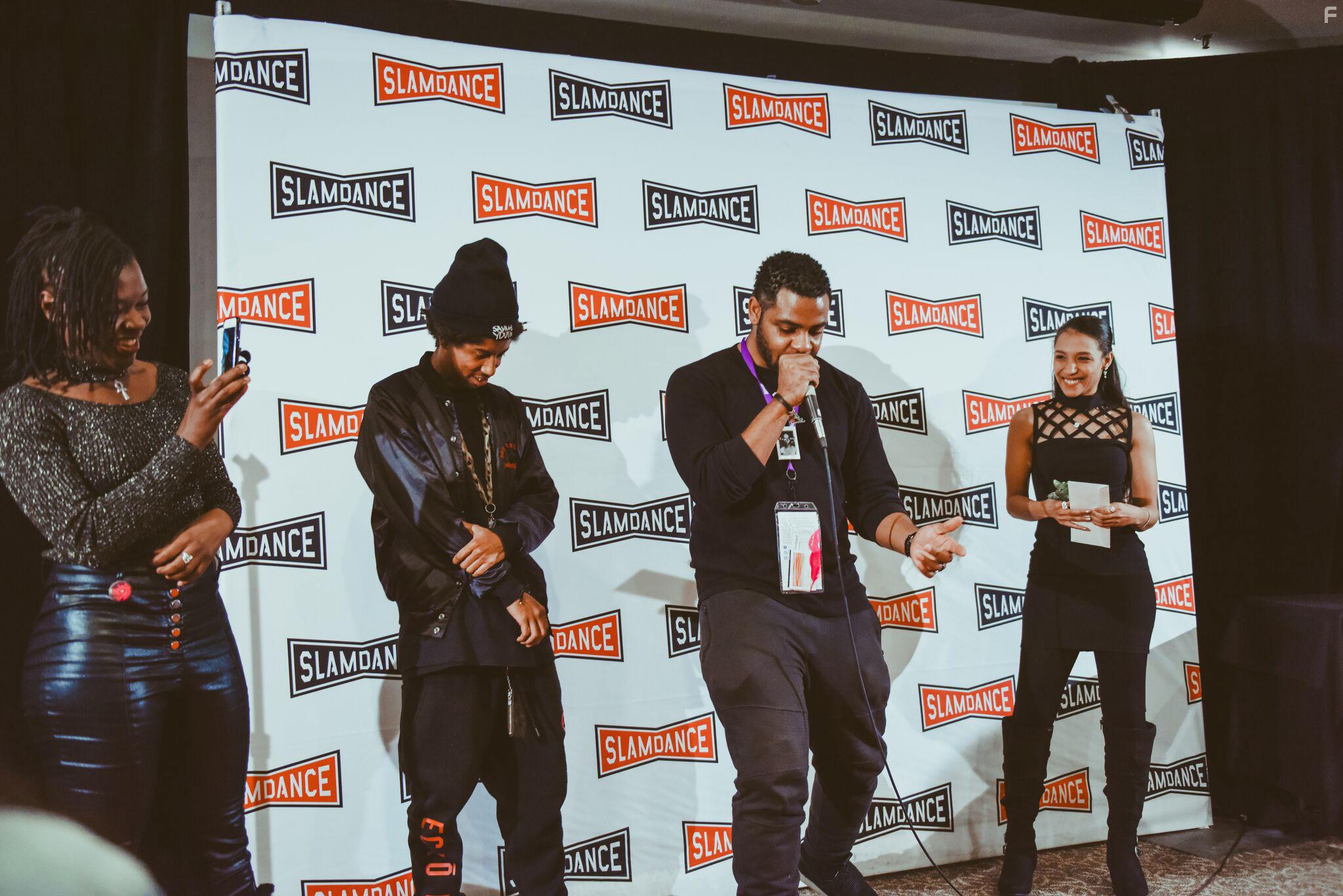 Rhaechyl Walker, Dee Dee Stephens, John Merchant, and Rickerby Alexander Brown-Hinds at an event for My Name Is Myeisha (2018)