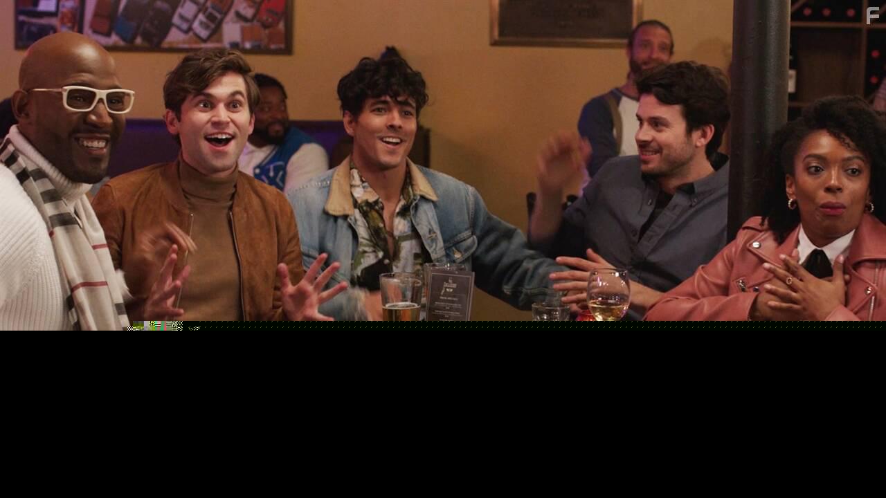 Karamo Brown, Jake Borelli, Britt Baron, Angelica Herndon, Japhet Balaban, and Niko Terho in The Thing About Harry (2020)