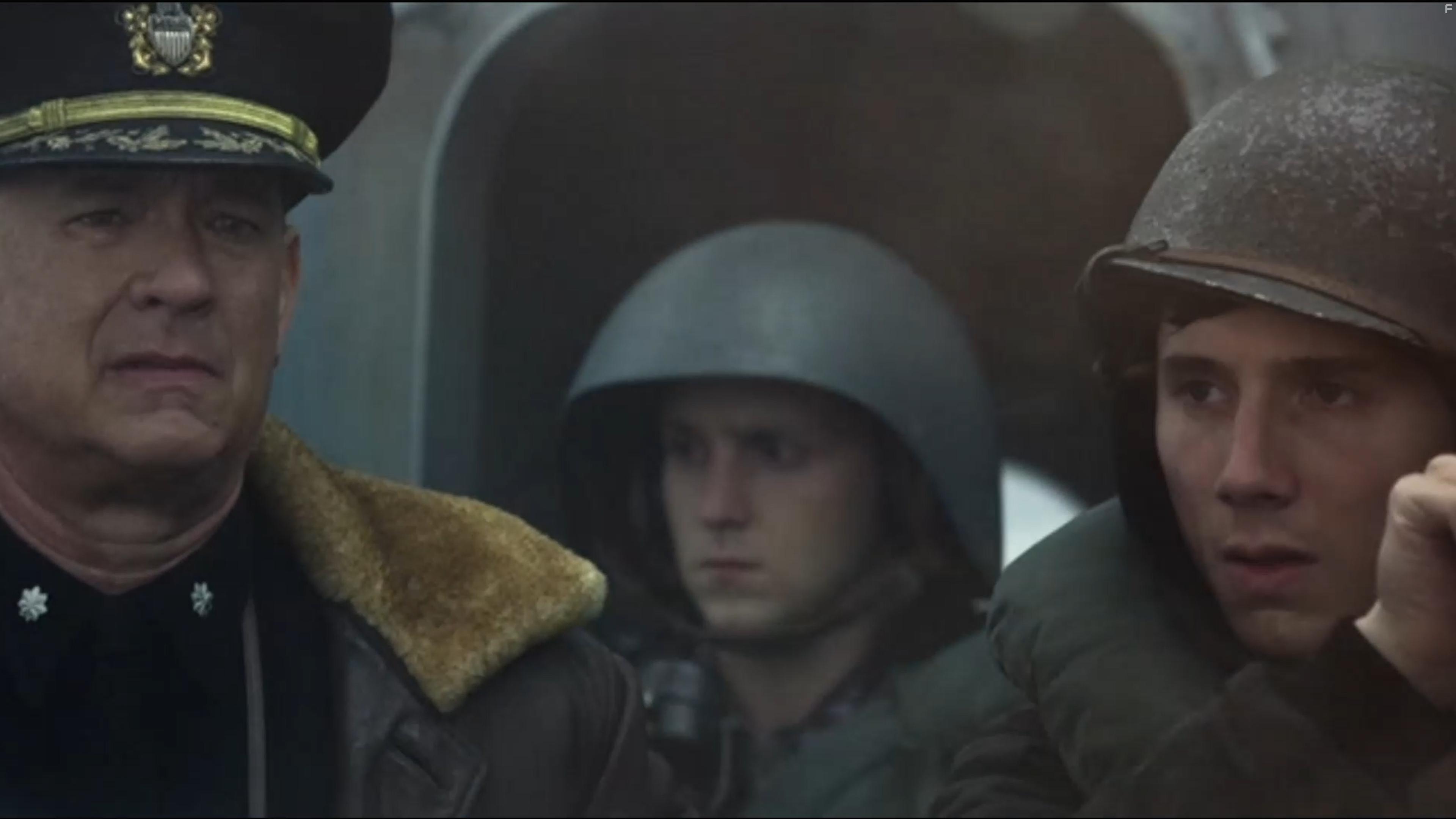 Tom Hanks, Alex Kramer, and Jesse Gallegos in Greyhound (2020)